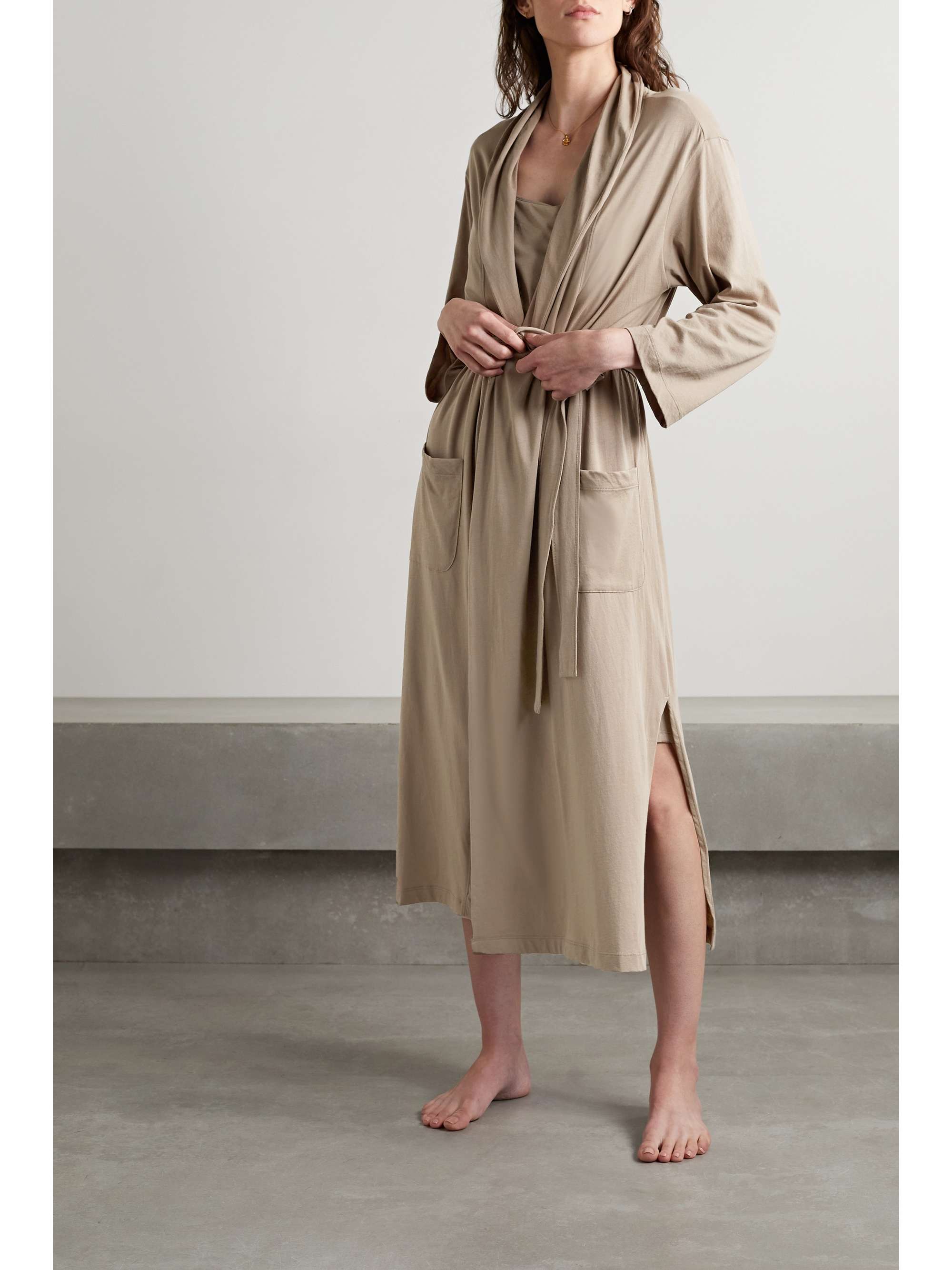 SKIN + NET SUSTAIN Carina organic Pima cotton-jersey robe
