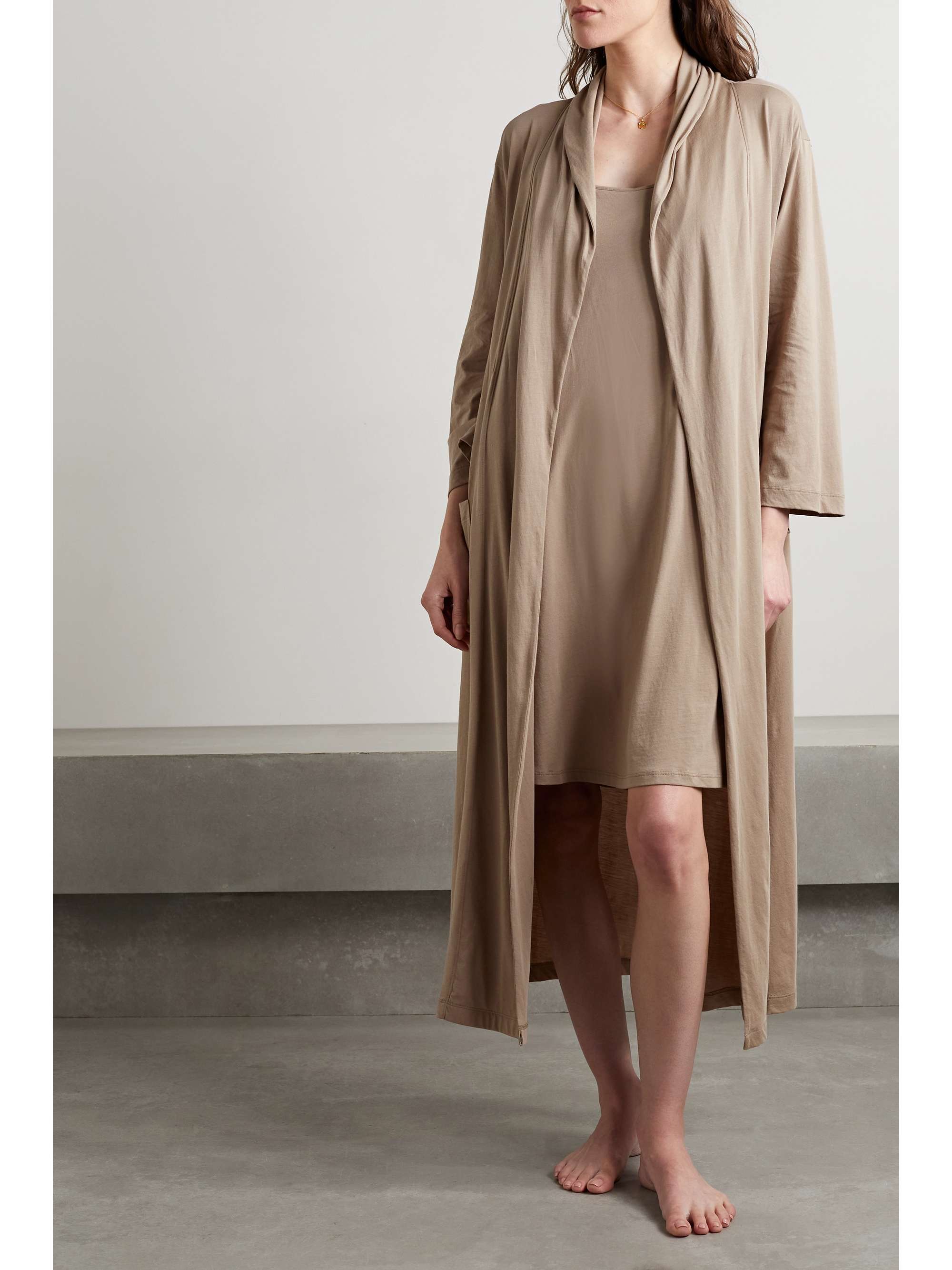 SKIN + NET SUSTAIN Carina organic Pima cotton-jersey robe