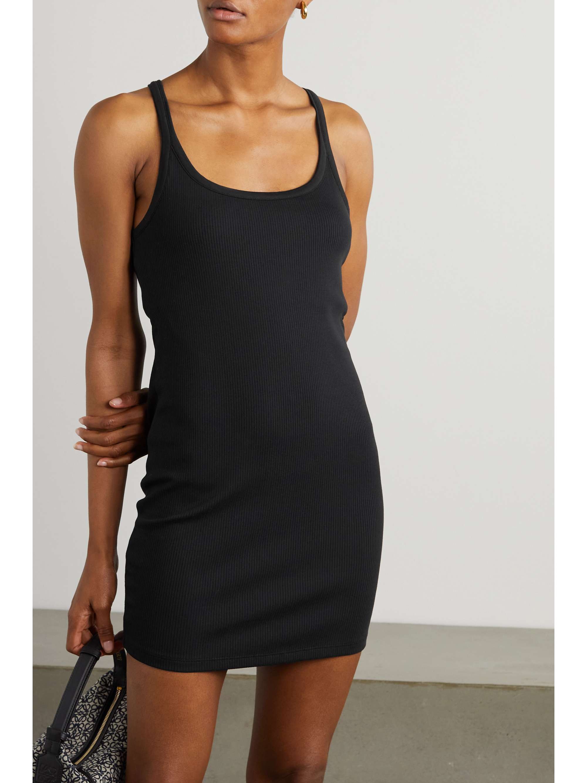 SKIN Inola ribbed stretch Pima cotton-jersey mini dress