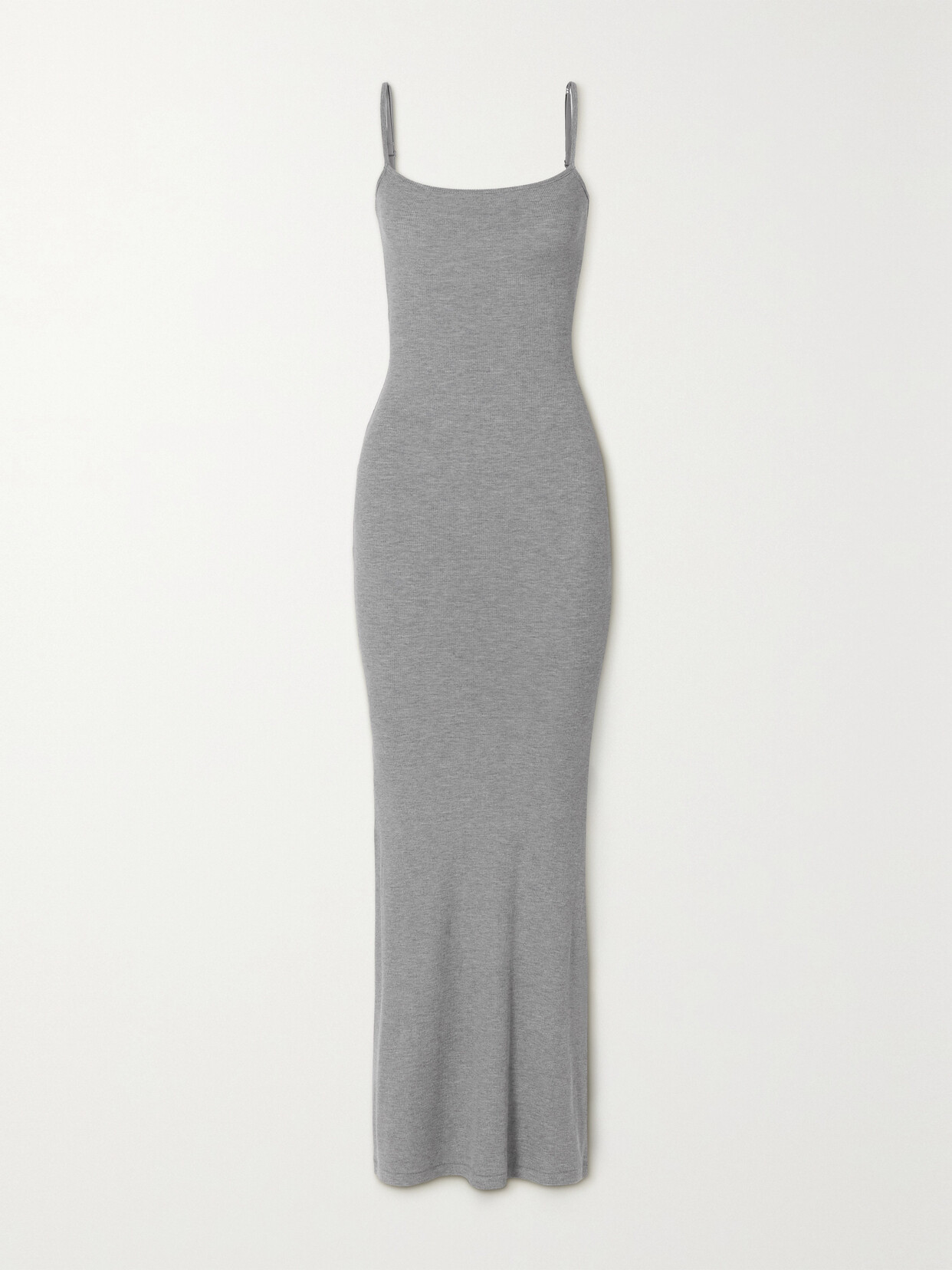 Shop Skims Soft Lounge Ribbed Stretch-modal Jersey Maxi Dress In Gray