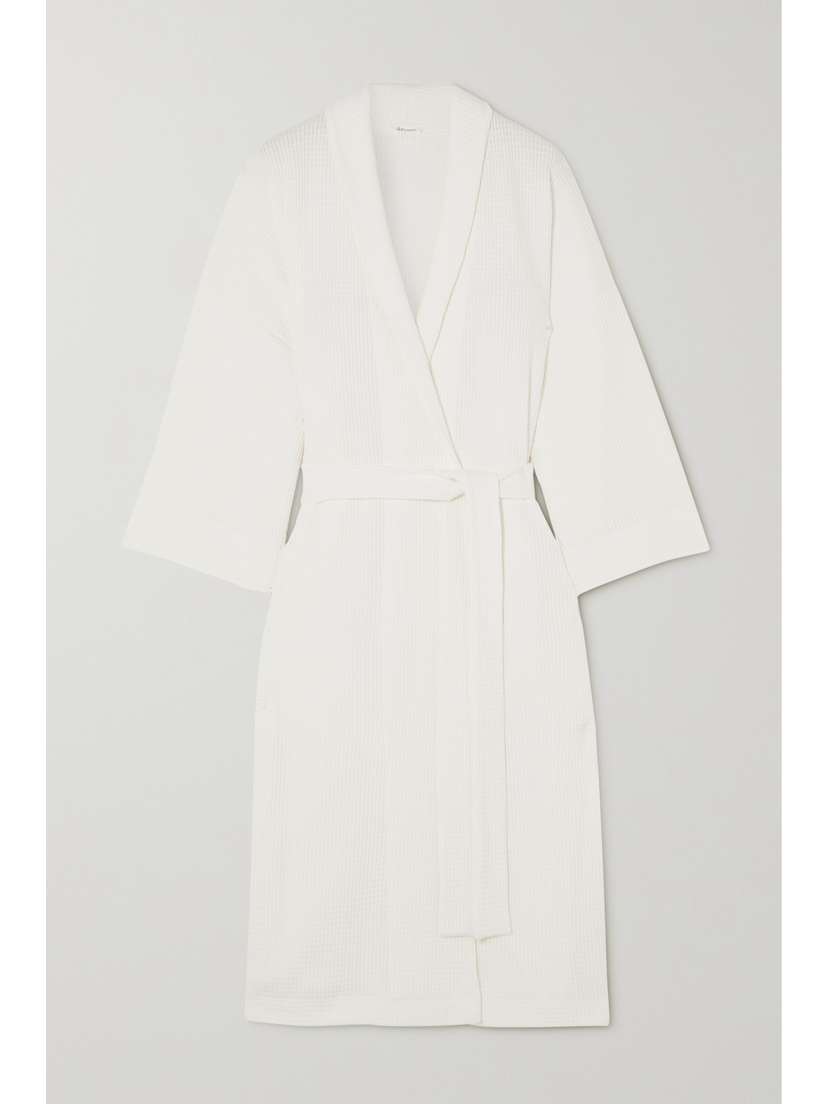 Skin Skylar Belted Waffle-knit Organic Cotton Robe
