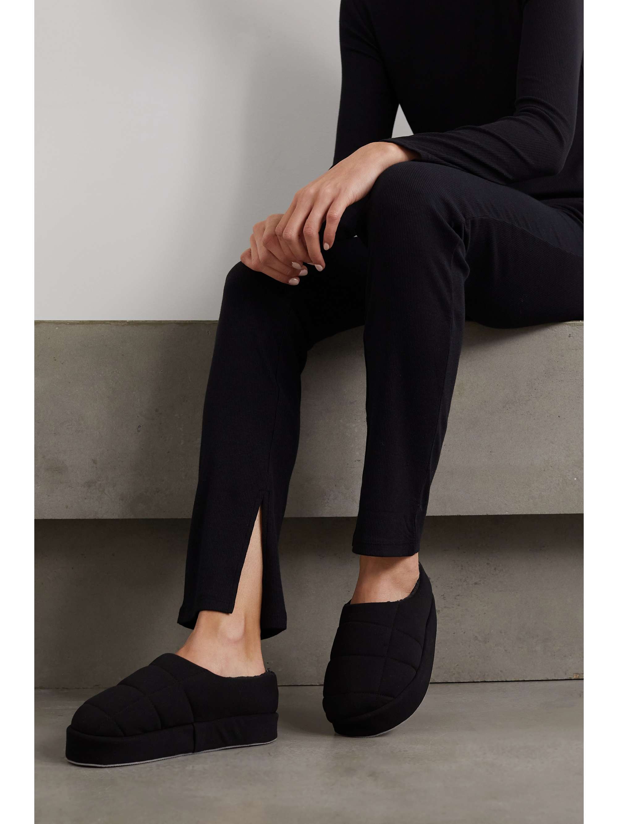 SKIN Quilted cotton slippers