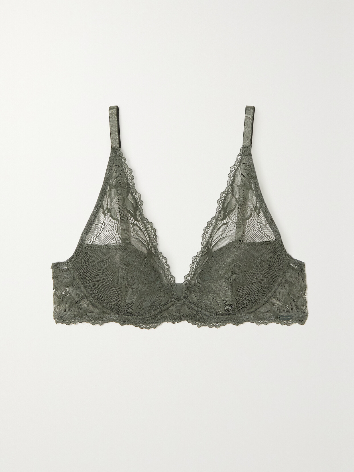 Calvin Klein Underwear Seductive Comfort Lace Underwired Plunge Bra - Green