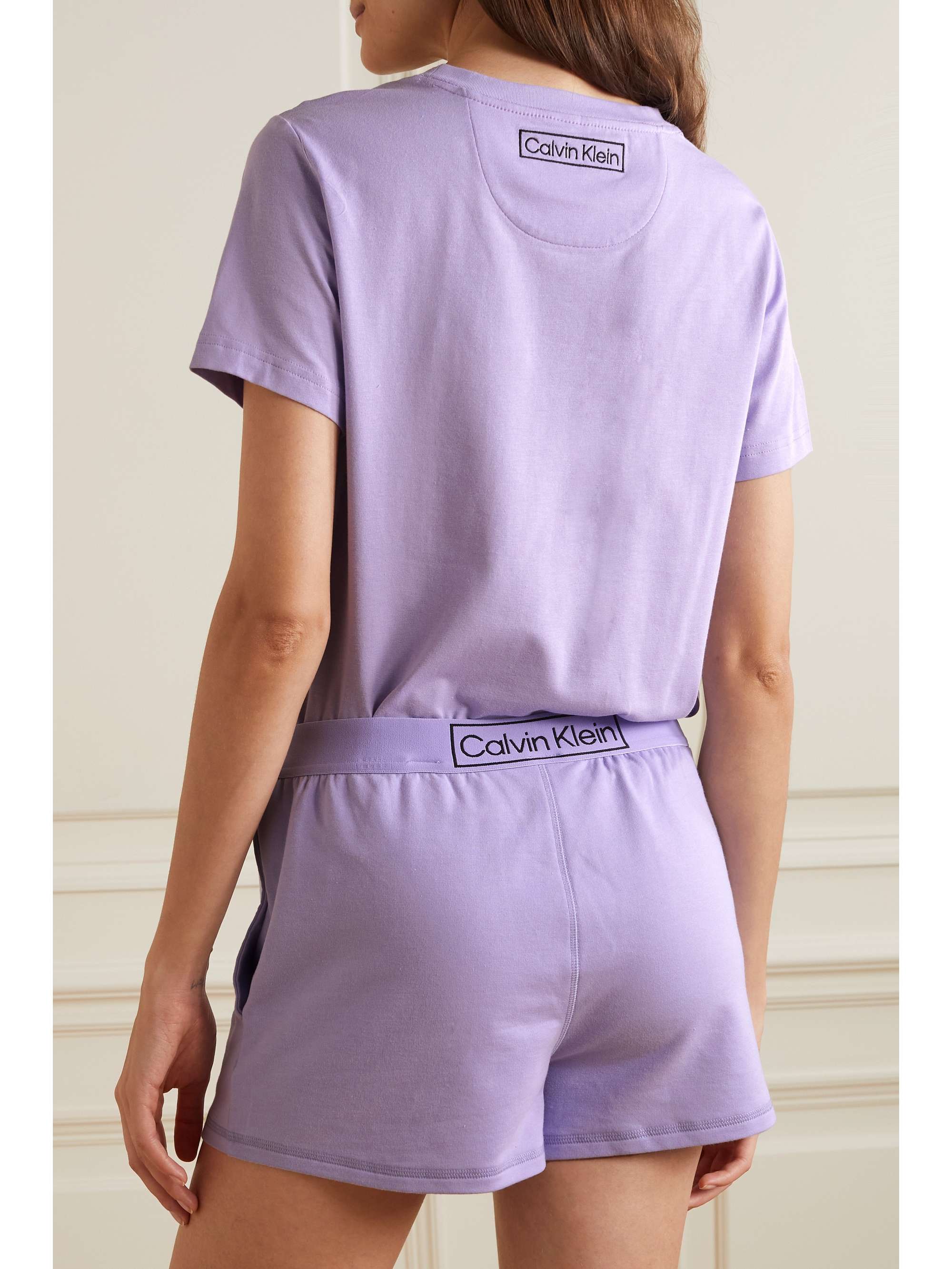 CALVIN KLEIN UNDERWEAR Reimagined Heritage embroidered organic cotton-blend jersey pajama set