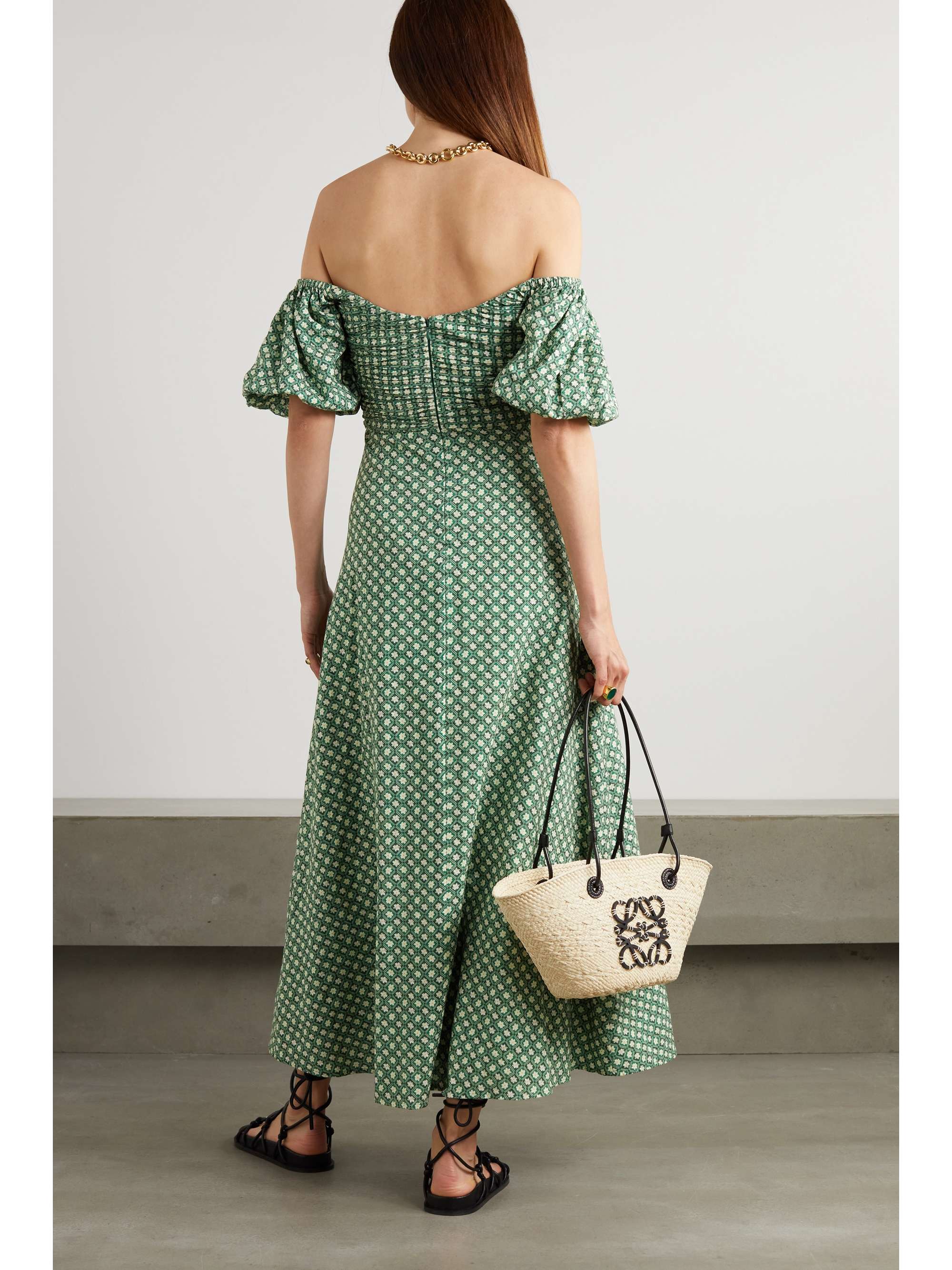 PEONY + NET SUSTAIN Memories off-the-shoulder floral-print organic cotton-blend dress