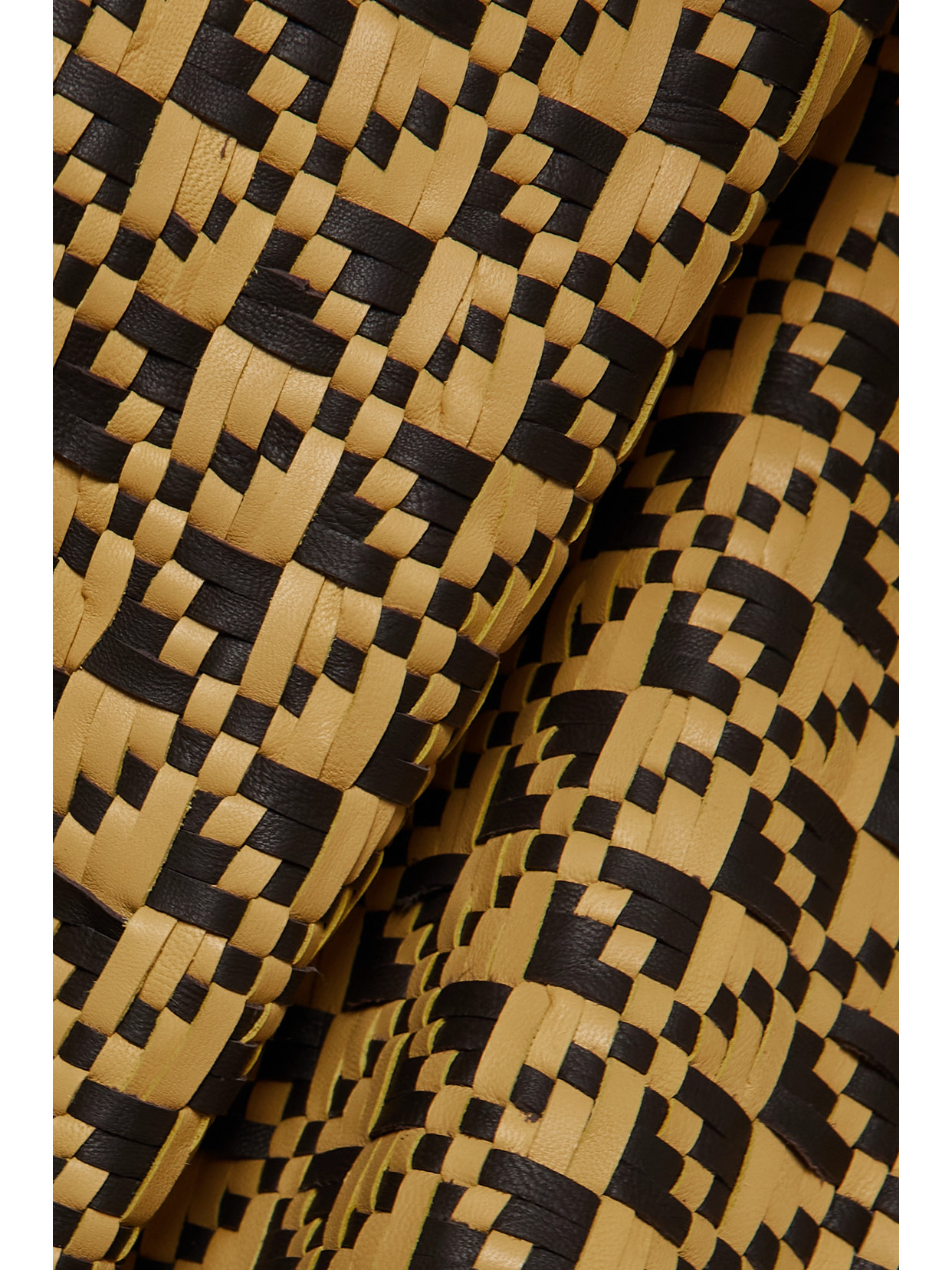 Dodo Bar Or Emely Woven Leather Mini Skirt In Yellow