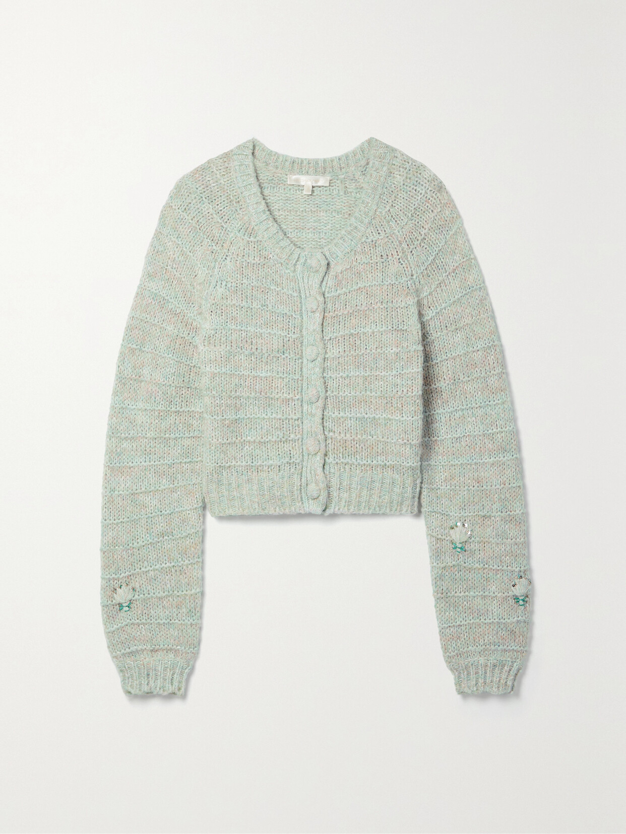 LoveShackFancy Tien Embroidered Recycled Knitted Cardigan
