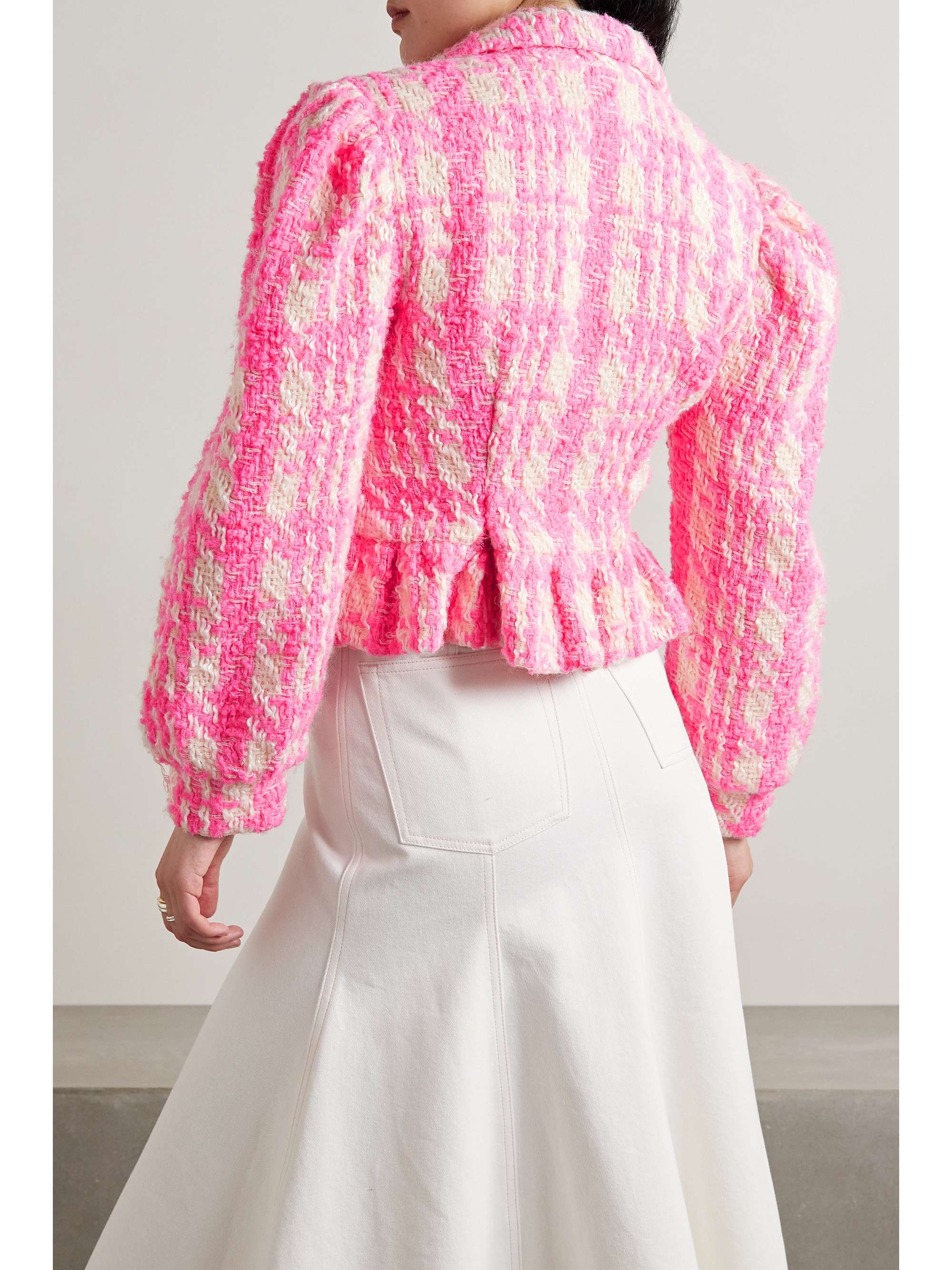 LOVESHACKFANCY Braelynn cropped checked wool-blend tweed jacket