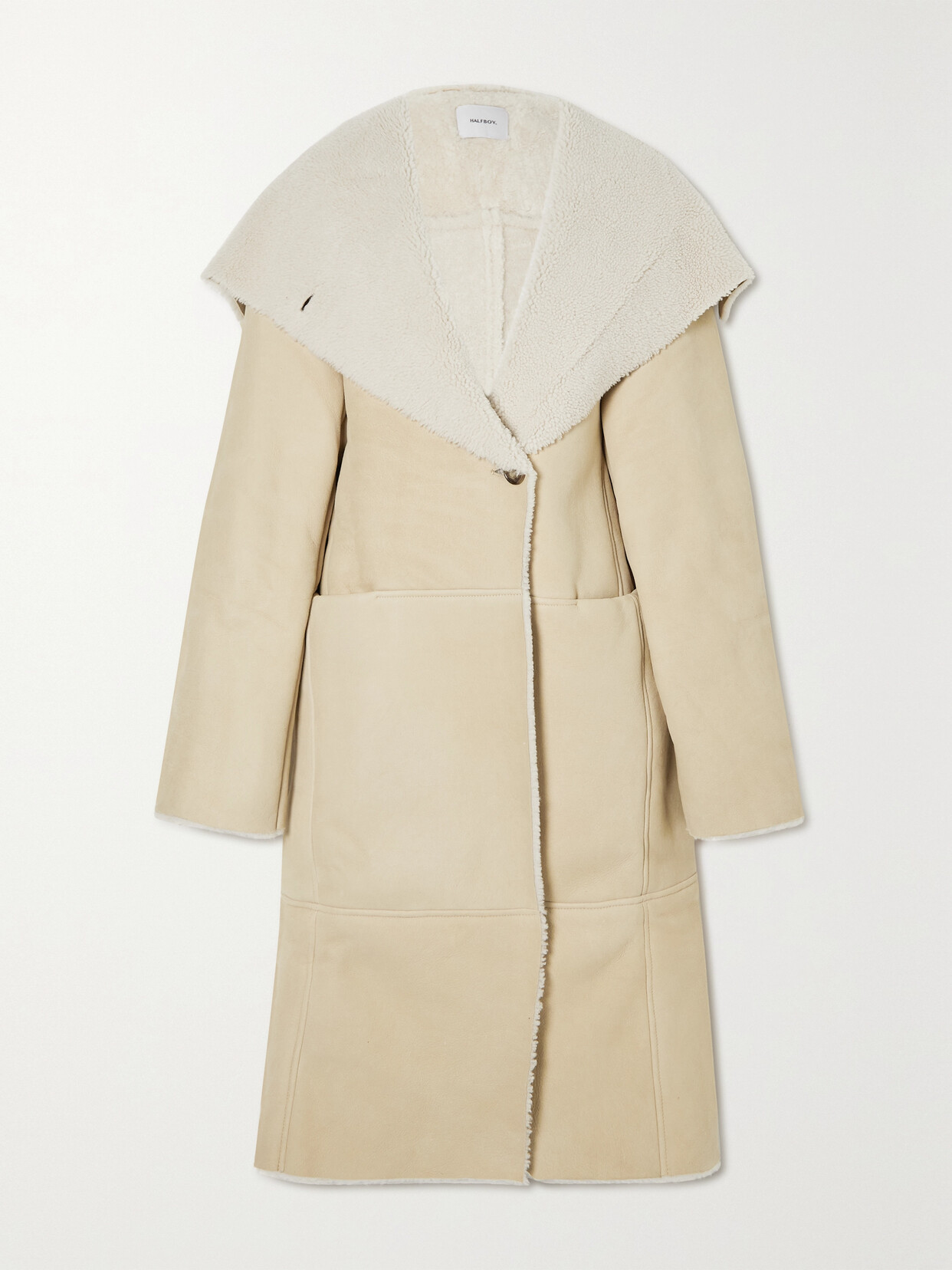 Halfboy Paneled Shearling Coat In Neutrals