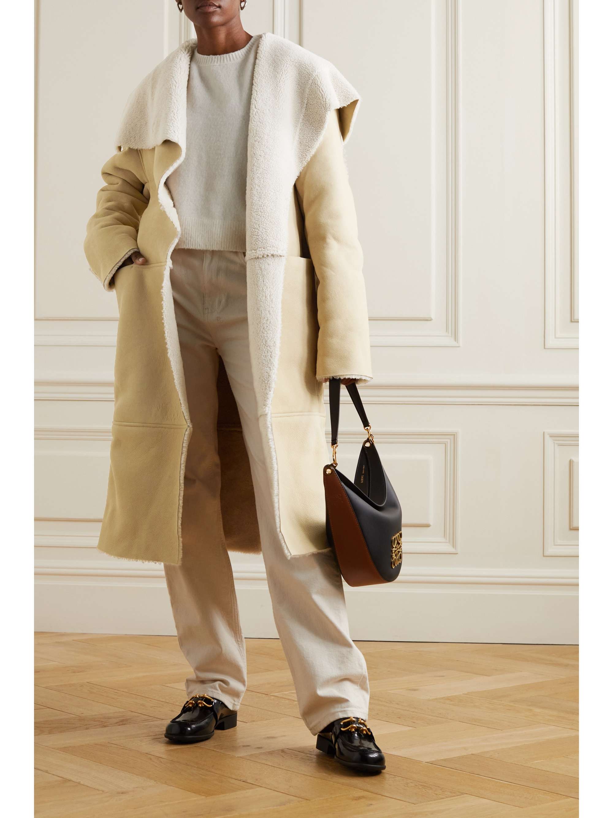 HALFBOY Paneled shearling coat