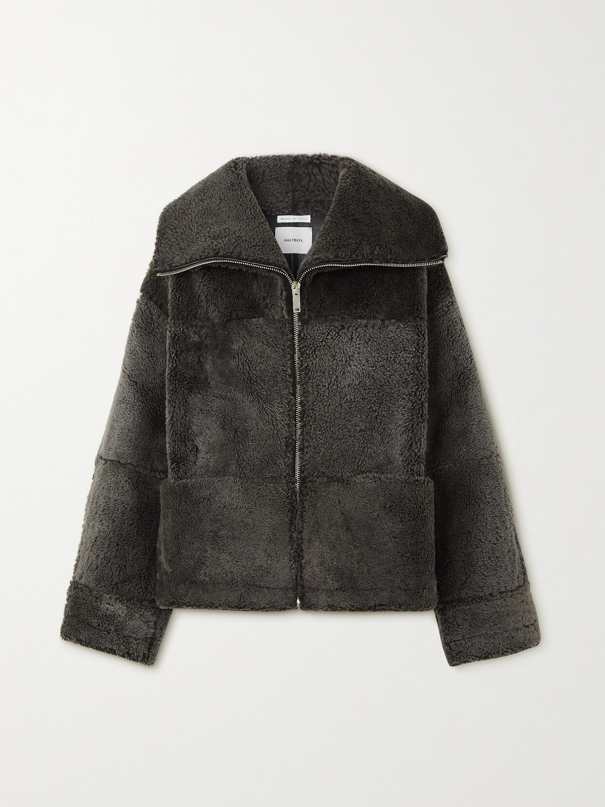 HALFBOY Oversized Paneled Shearling Jacket