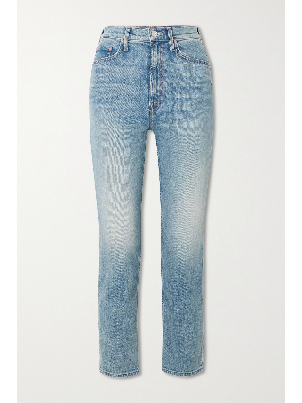 Mother Hiker Hover Straight-leg High-rise Stretch-denim Jeans In Blue