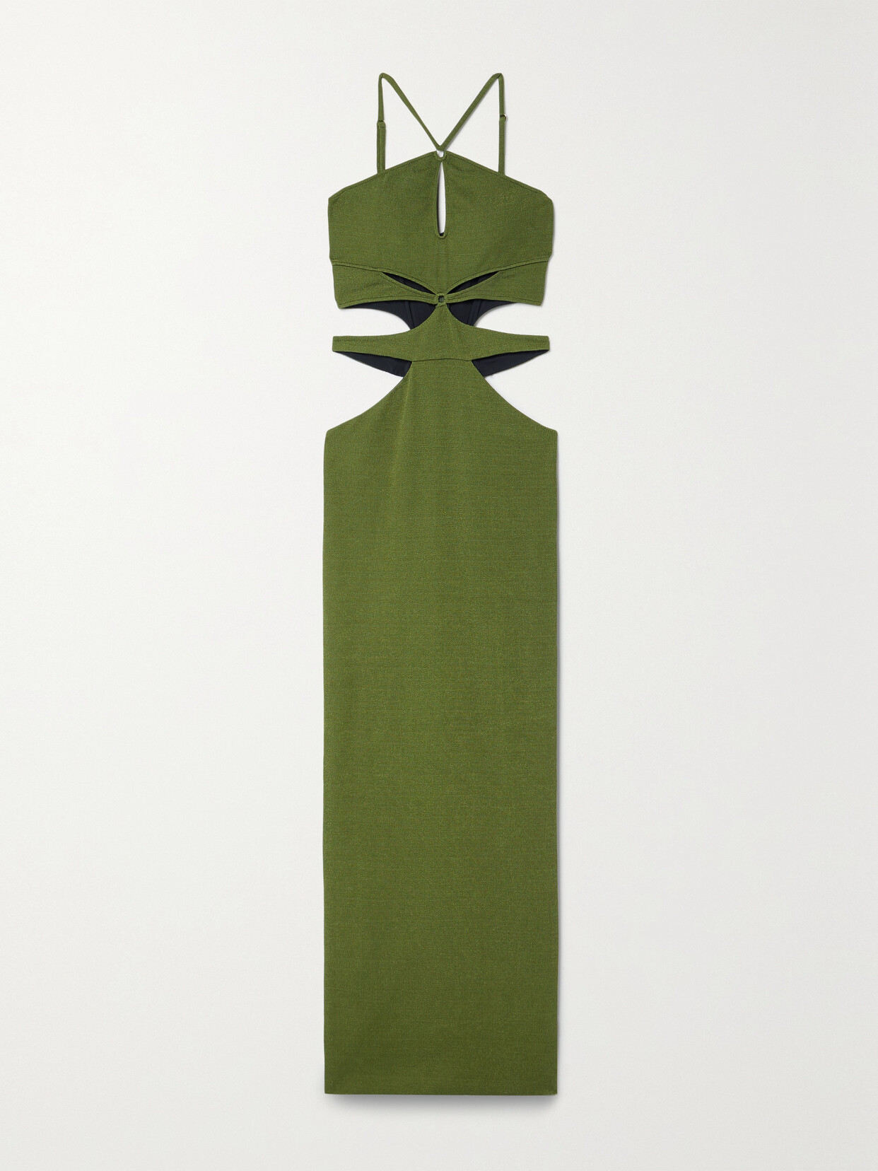 PatBO Asterisk Cutout Stretch-knit Maxi Dress - Green
