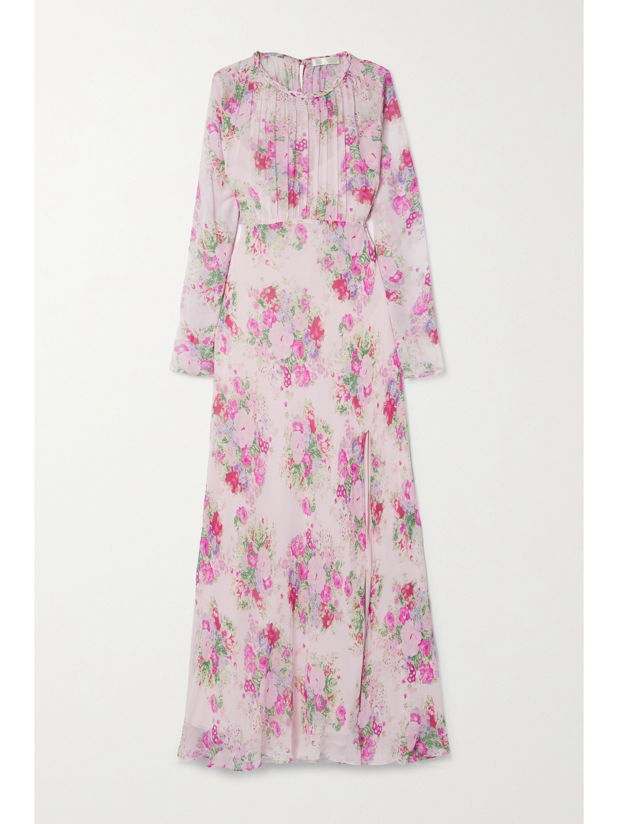LoveShackFancy Daya Pleated Floral-print Crepe De Chine Maxi Dress