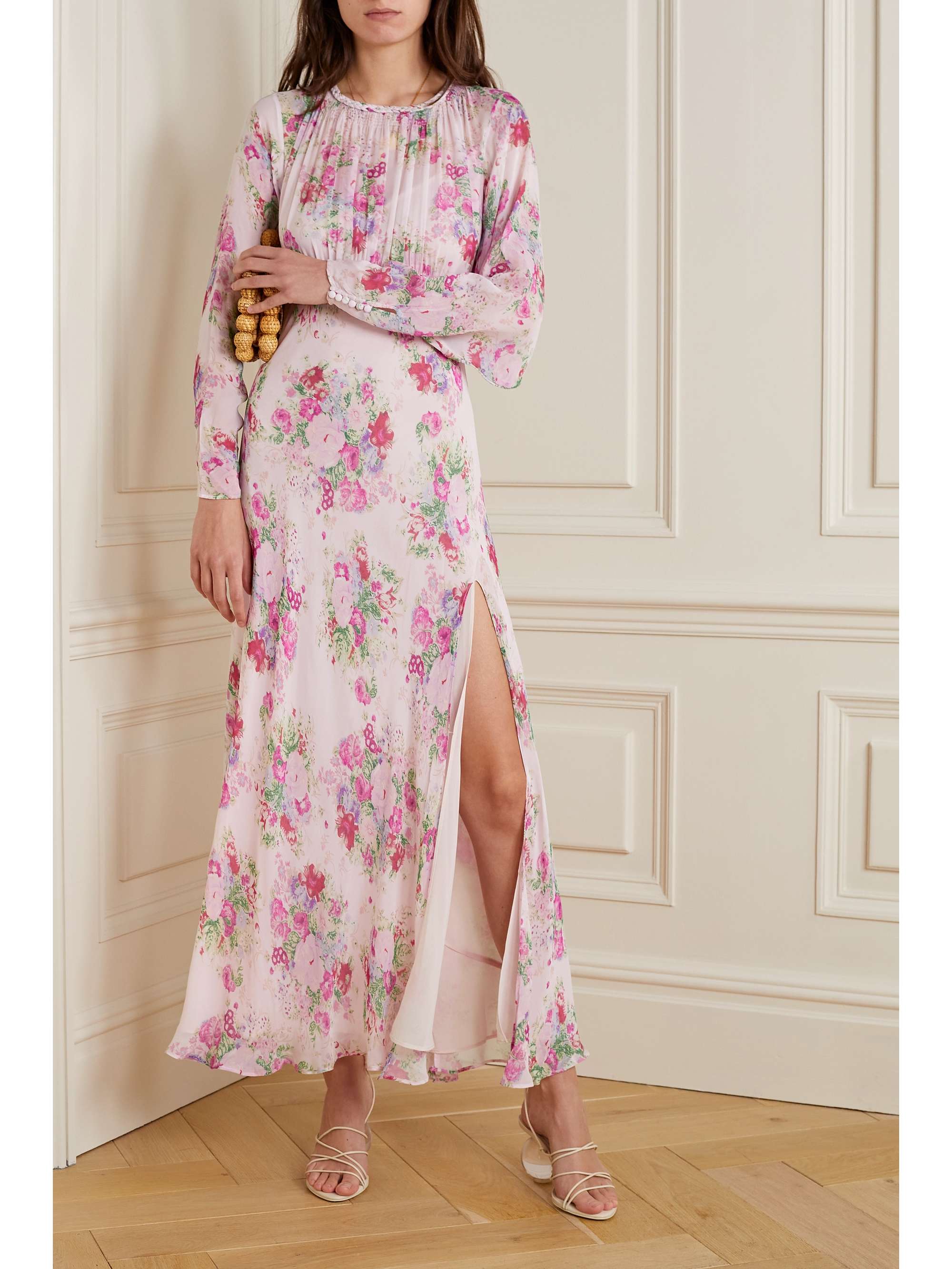 LOVESHACKFANCY Daya pleated floral-print crepe de chine maxi dress |  NET-A-PORTER