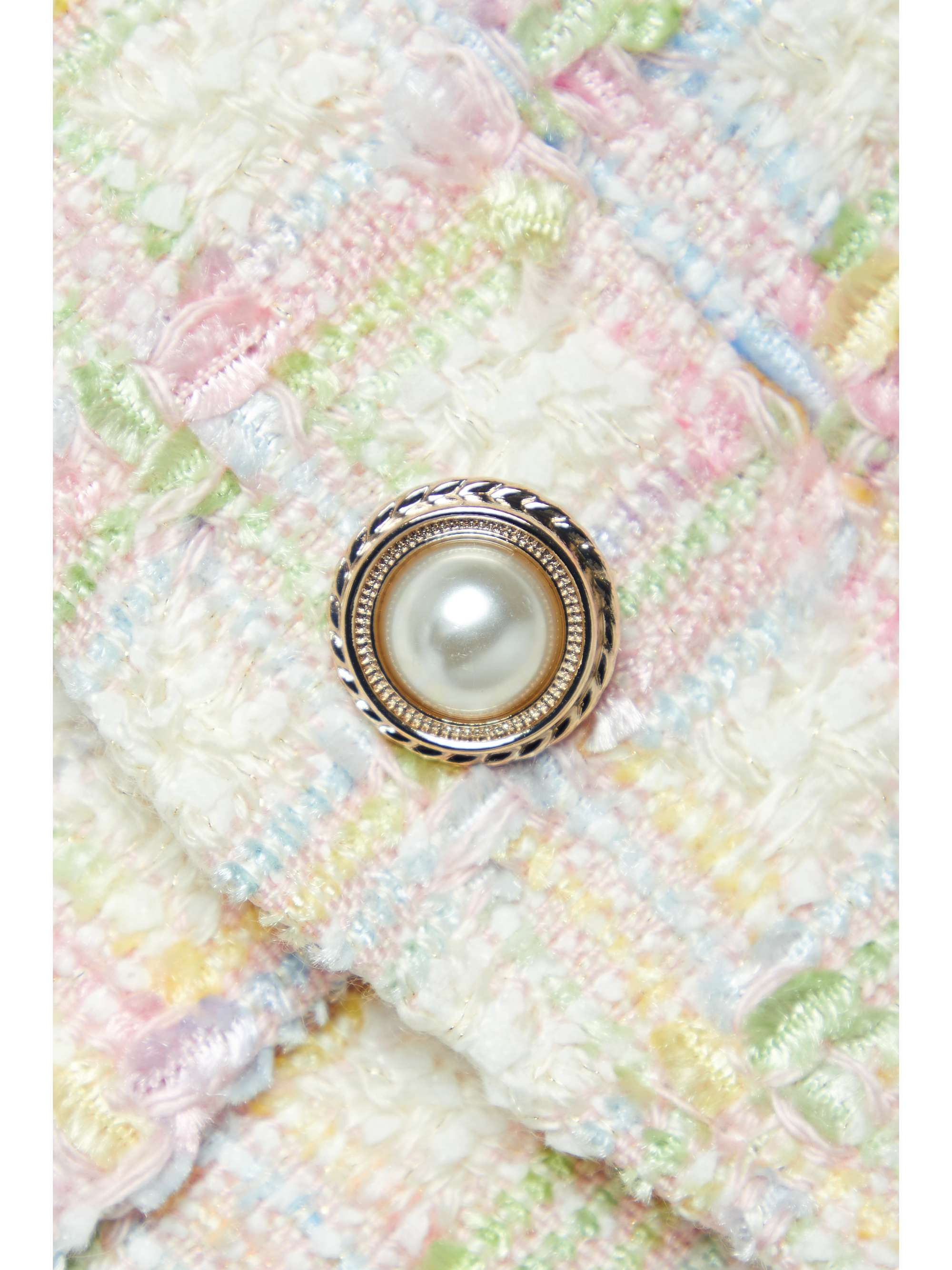 LOVESHACKFANCY Nate faux pearl-embellished checked tweed mini skirt