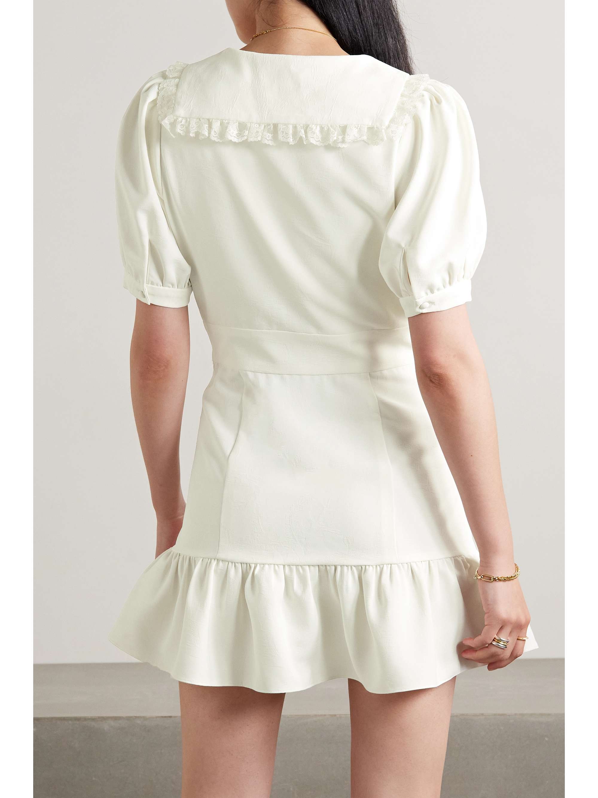 LOVESHACKFANCY Jonnie lace-trimmed crepe-jacquard mini dress
