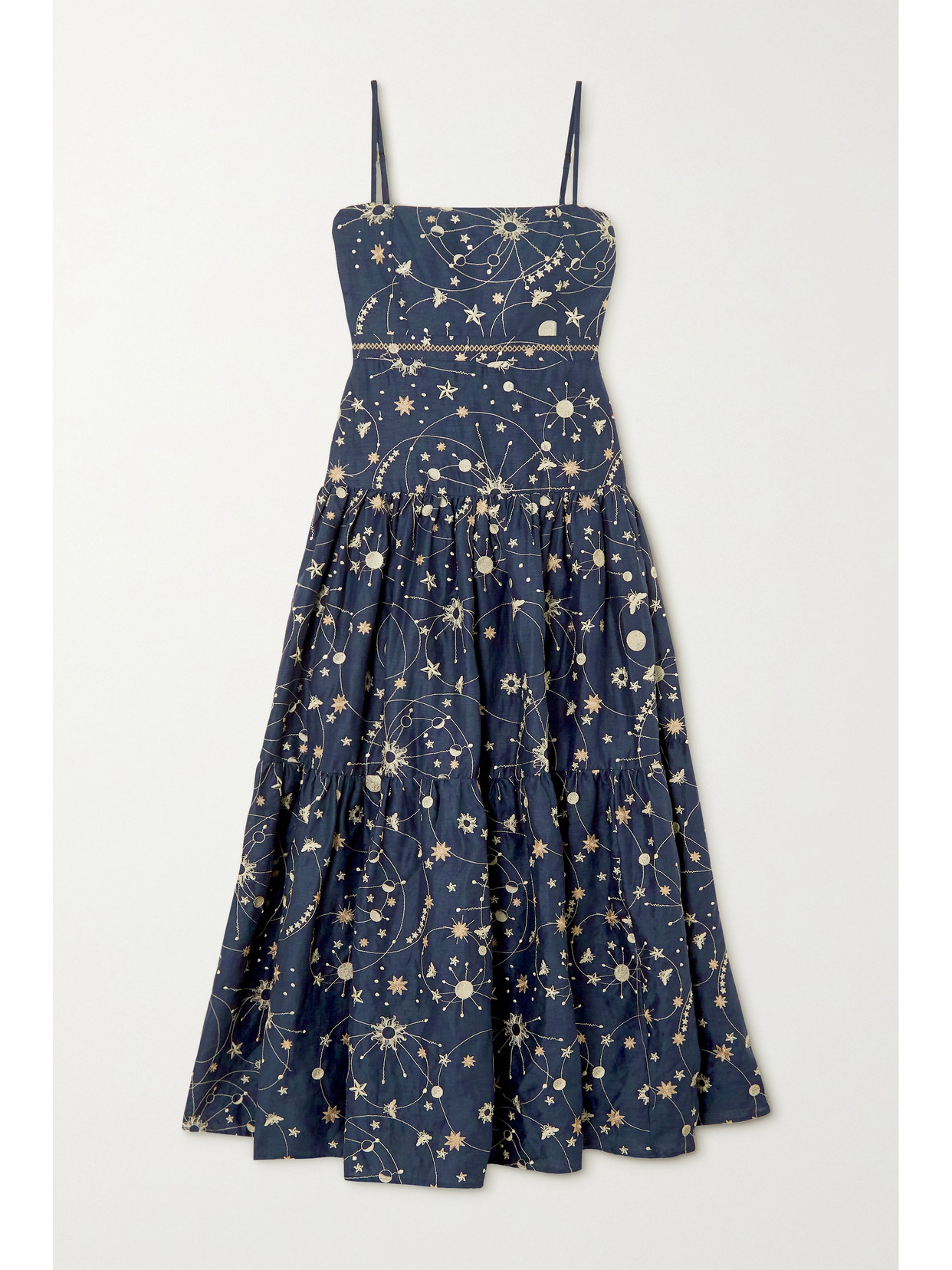 Bordeaux Embroidered Linen Maxi Dress | ZALXNDRA