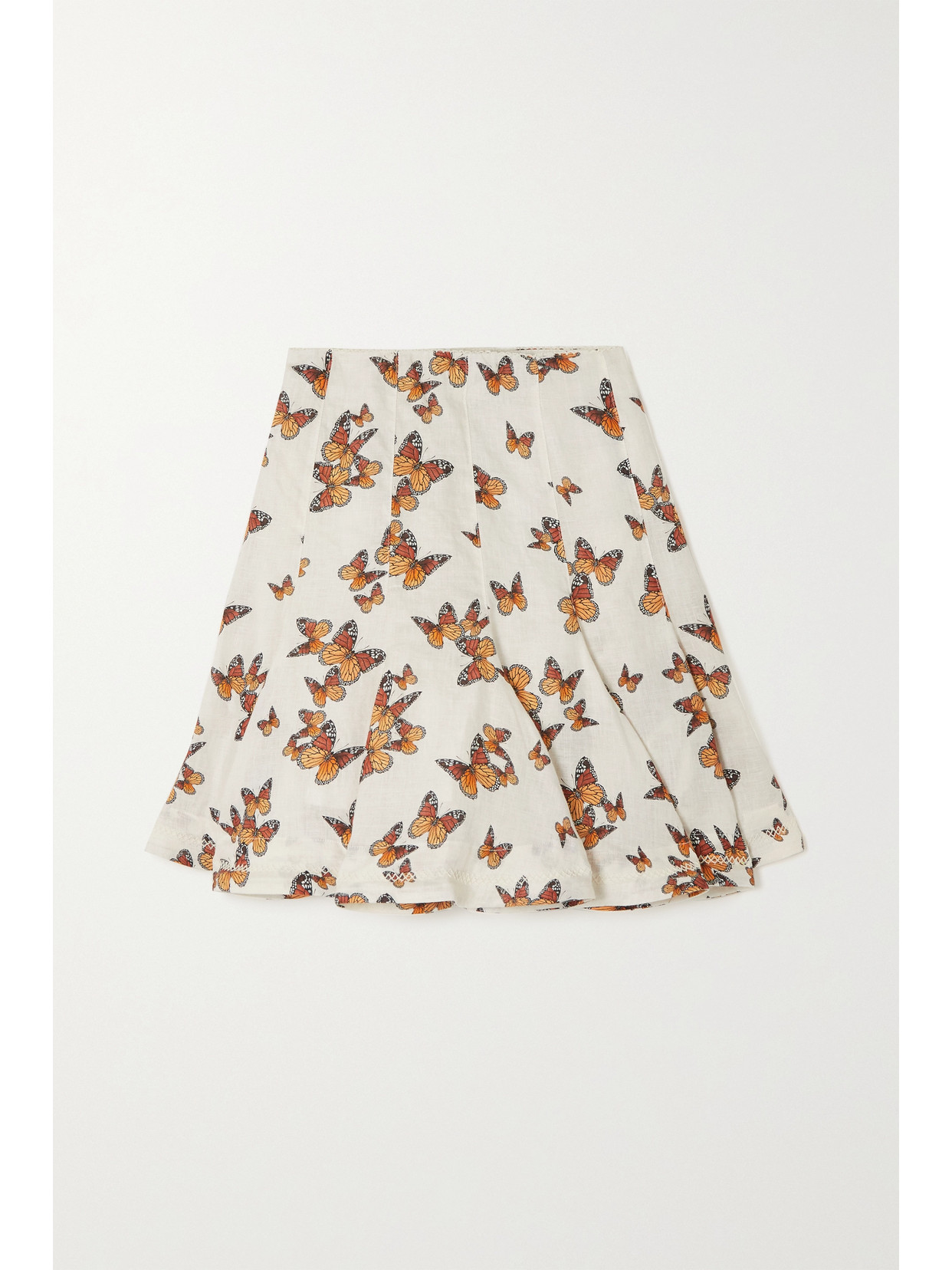 Agua by Agua Bendita - Cerezo Monarca Pleated Printed Gauze Mini Skirt - Cream