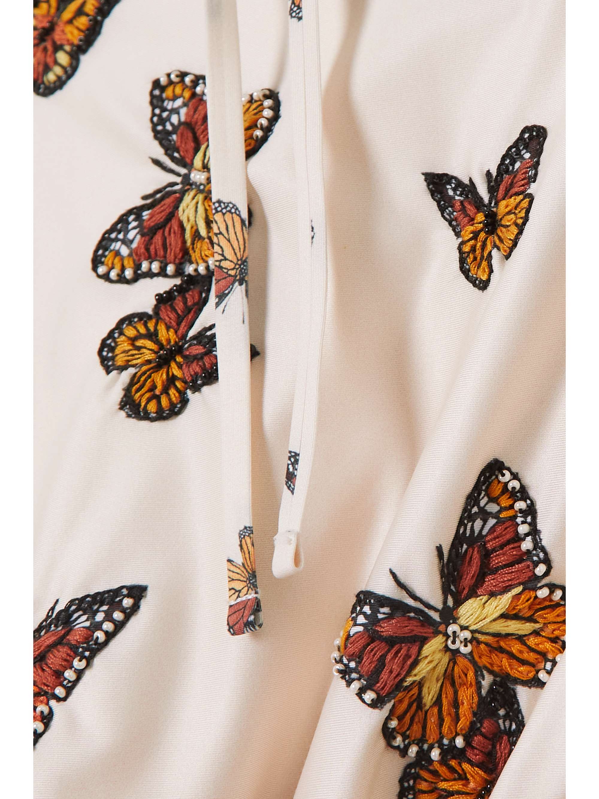 AGUA BY AGUA BENDITA Ébano Monarca Crema bead-embellished embroidered recycled swimsuit