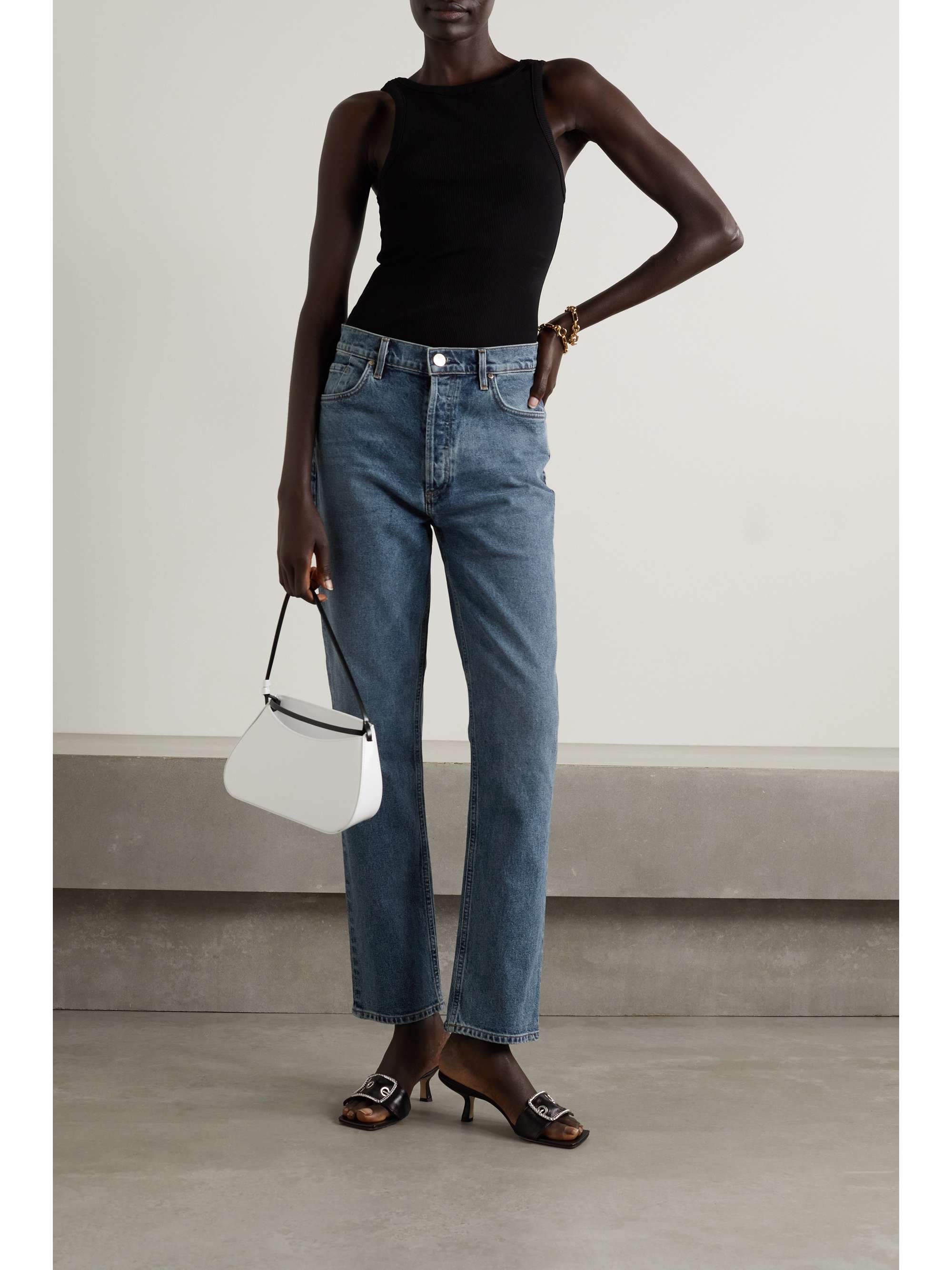 Mid denim The Morgan high-rise straight-leg jeans | GOLDSIGN | NET-A-PORTER