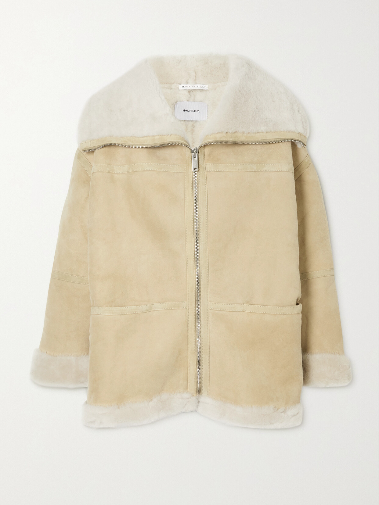 HALFBOY Paneled Shearling Jacket - Neutrals