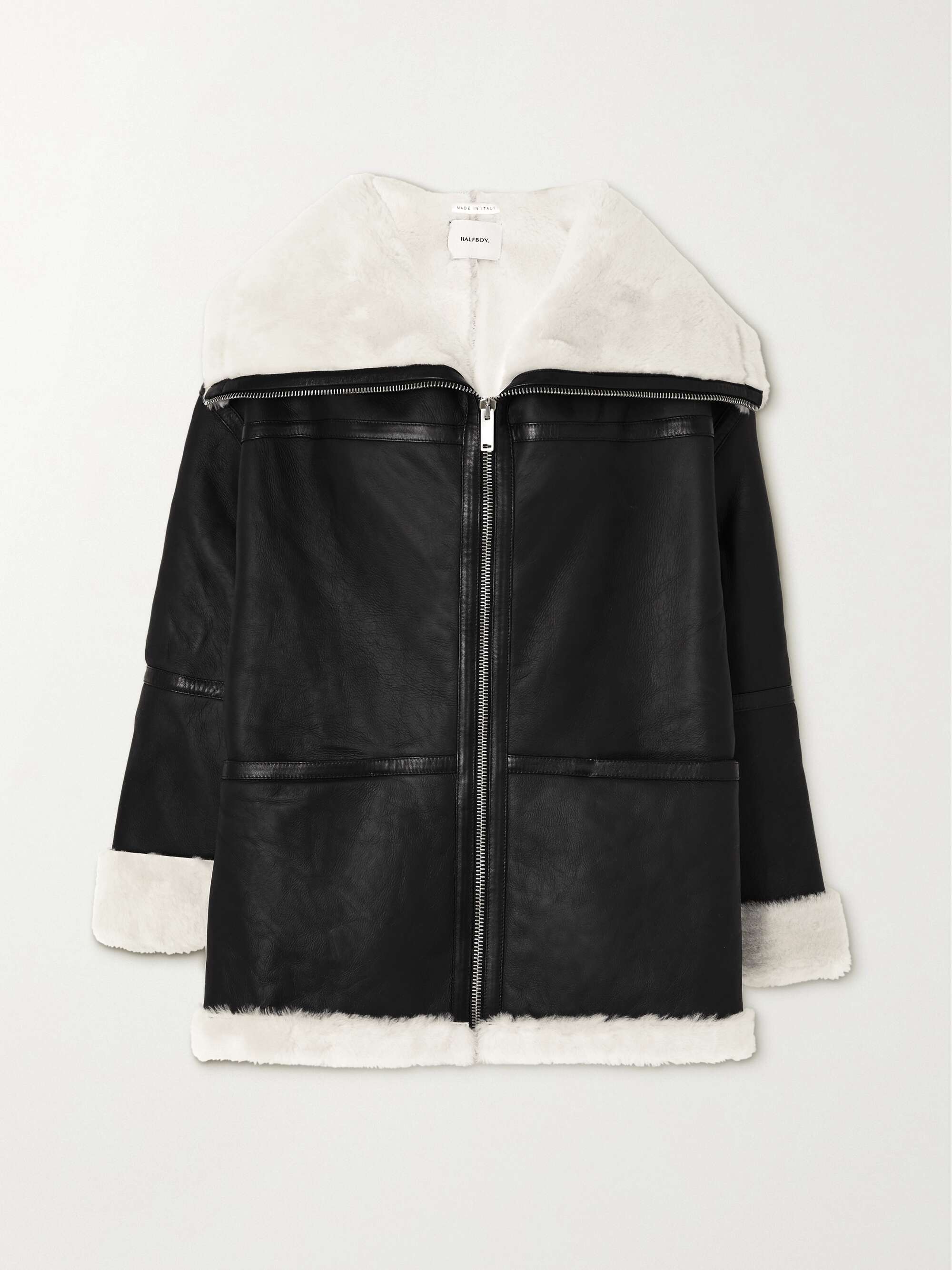 TOTEME☆Faux fur-lined レザーアンクルブーツ【関税送料込】 TOTEME The Off-Duty faux fur-lined textured-leather boots