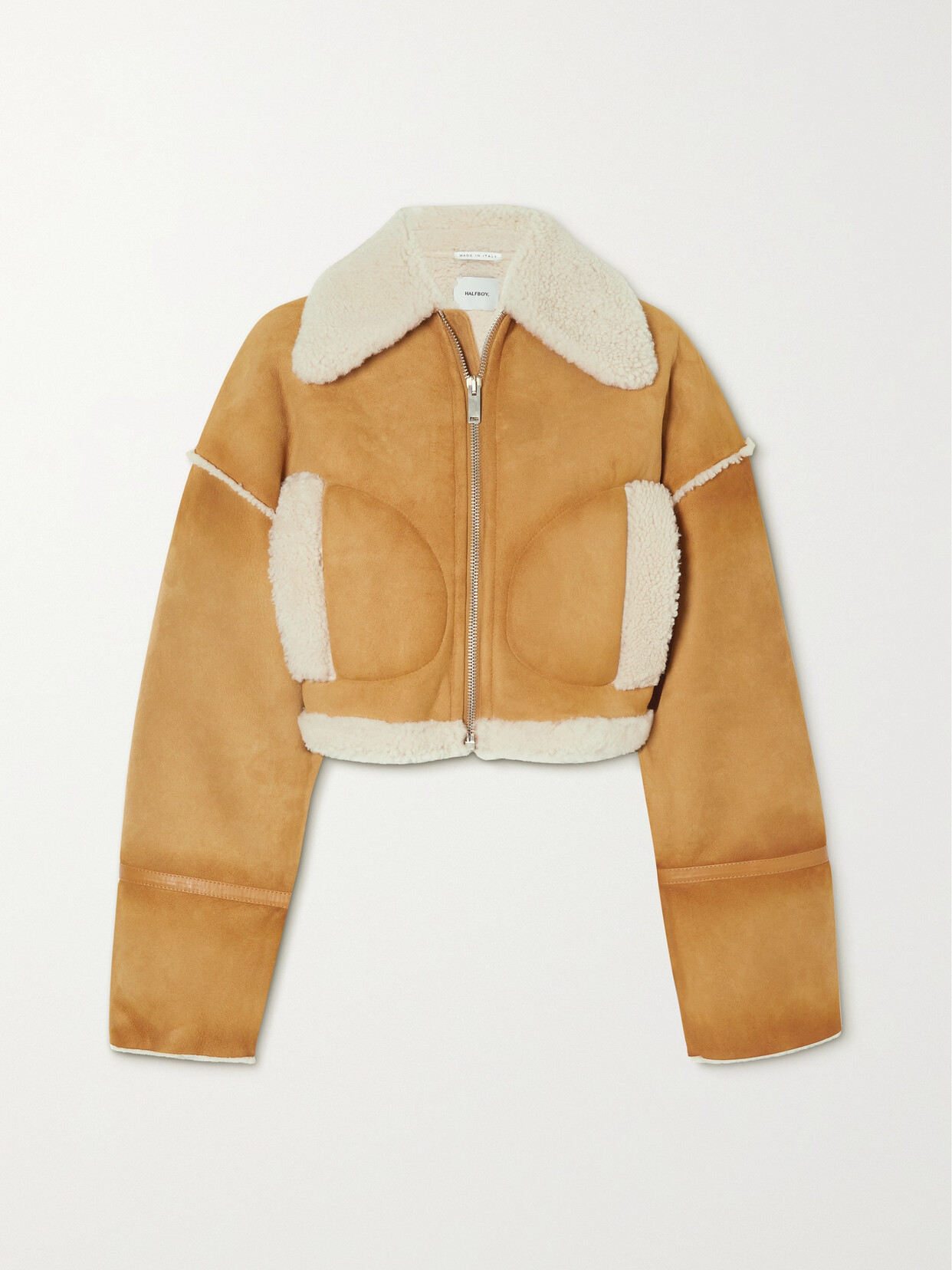 HALFBOY Cropped Shearling Jacket - Brown