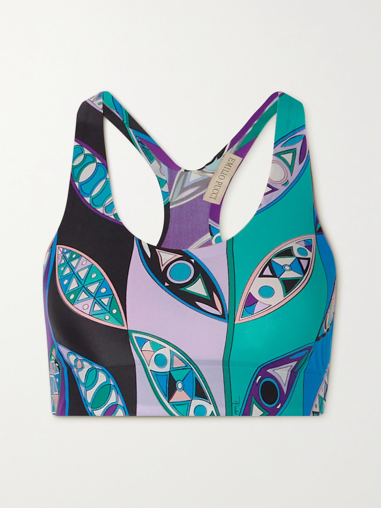 Shop Pucci Printed Stretch Sports Bra In Blue