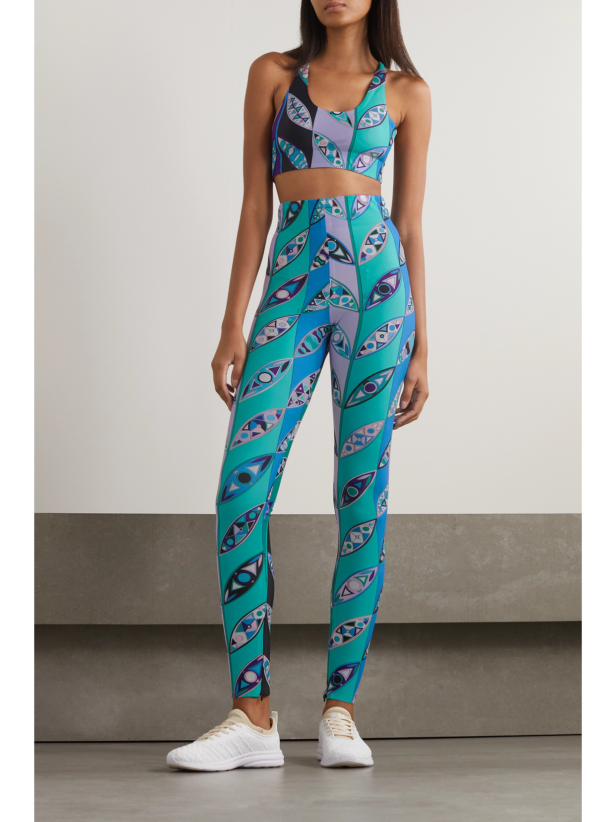 Shop Pucci Printed Stretch Leggings In Blue