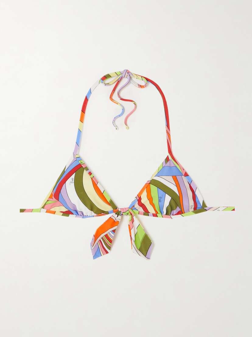PUCCI Baby Iride Tie-detailed Printed Triangle Bikini Top