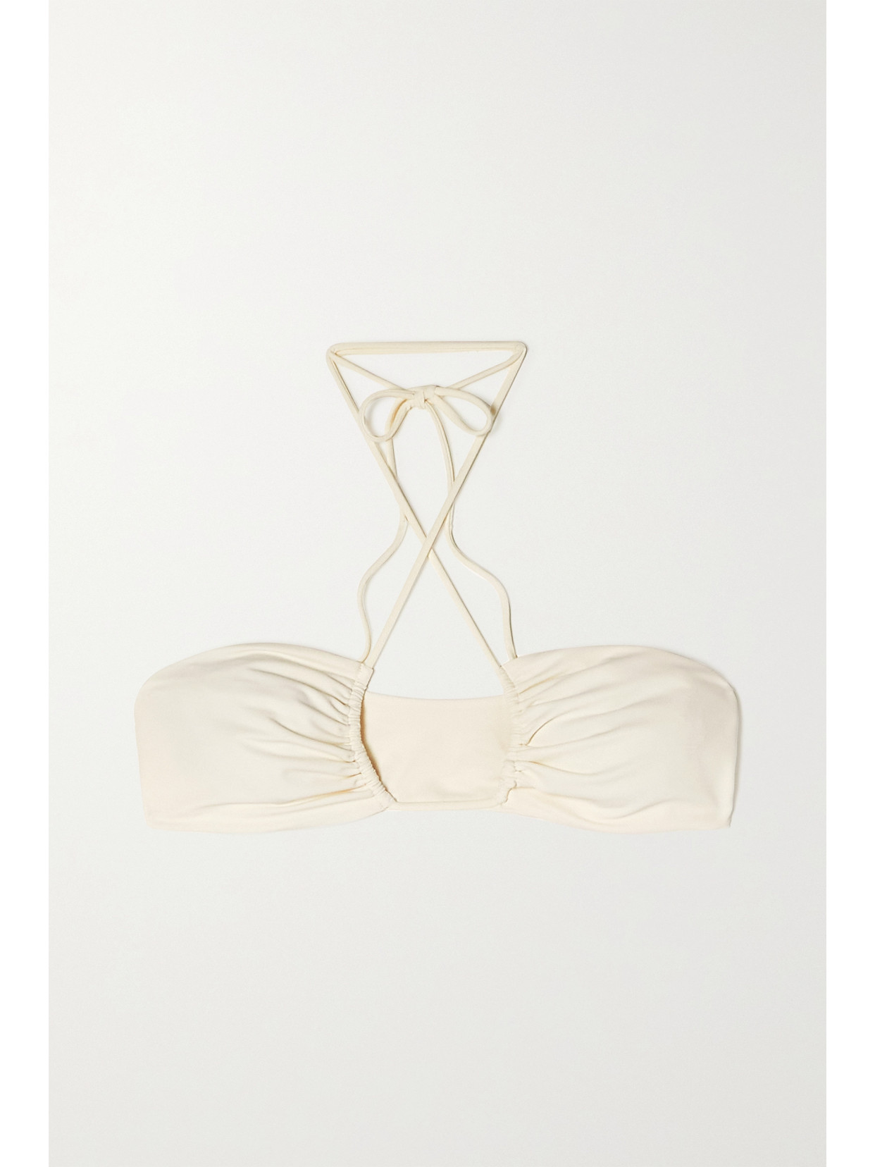Magda Butrym Strapless Floral Bikini Top With Cut-out Detail In Cream