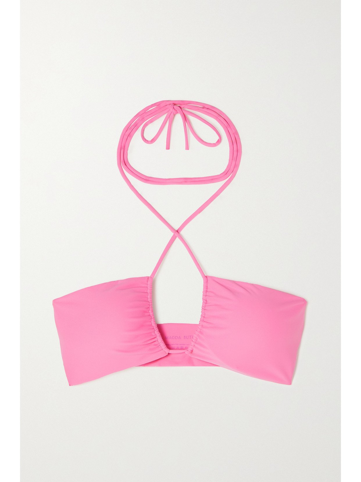 Magda Butrym Ruched Halterneck Bikini Top In Pink