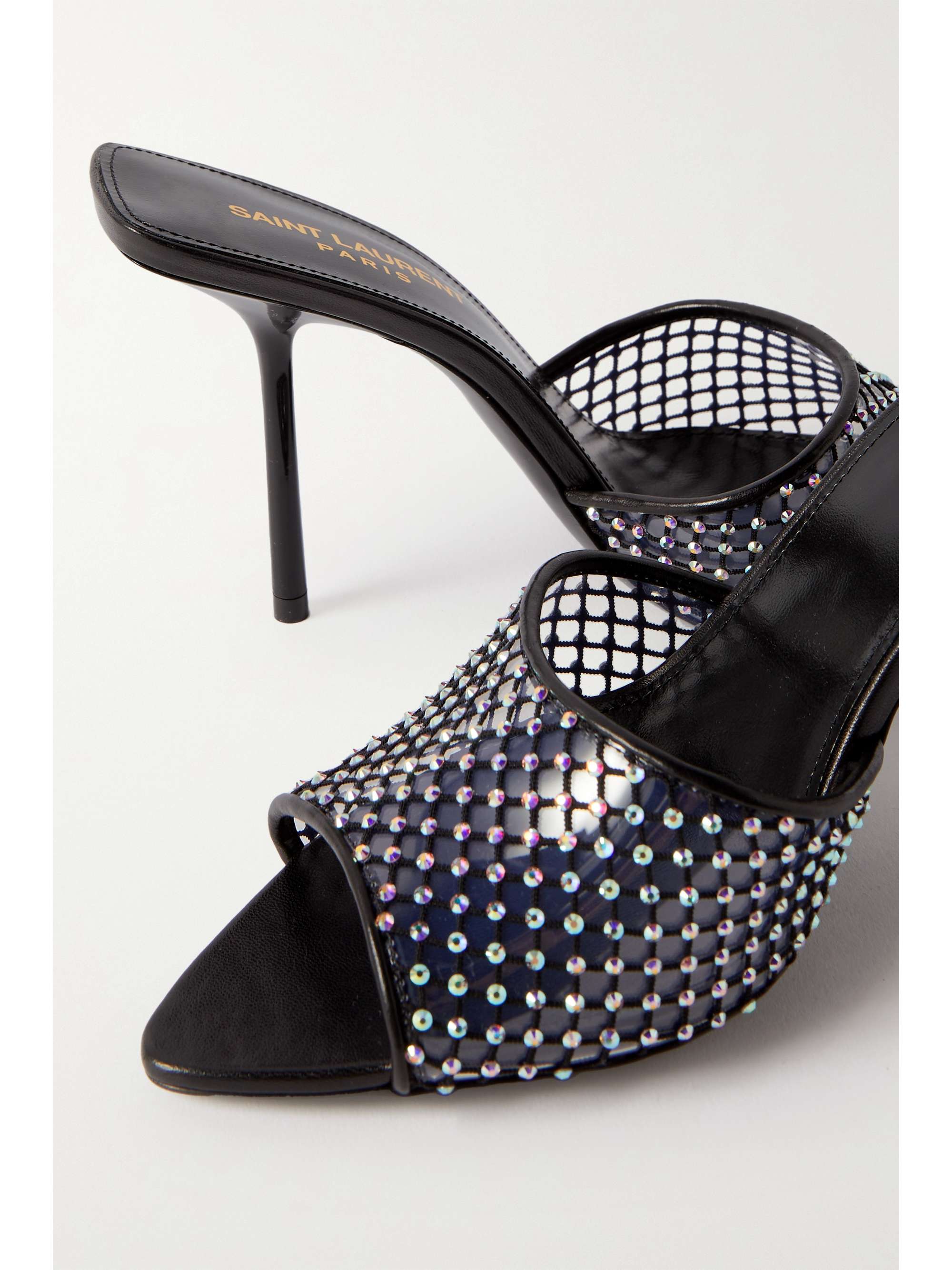 SAINT LAURENT Disco crystal-embellished mesh, PVC and leather mules |  NET-A-PORTER