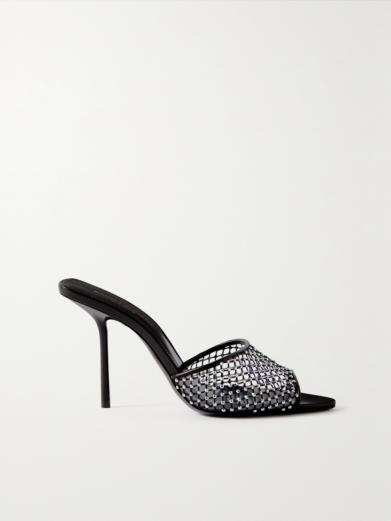 Saint Laurent Logo Printed Embellished Slip-on Mules In Black