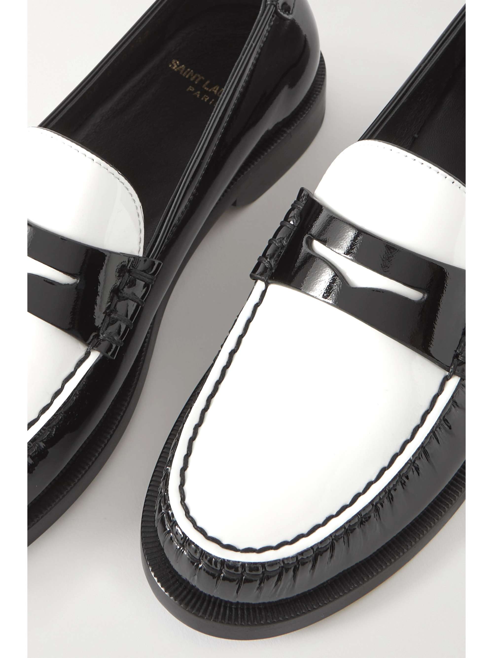 SAINT LAURENT Le Loafer two-tone patent-leather loafers | NET-A-PORTER