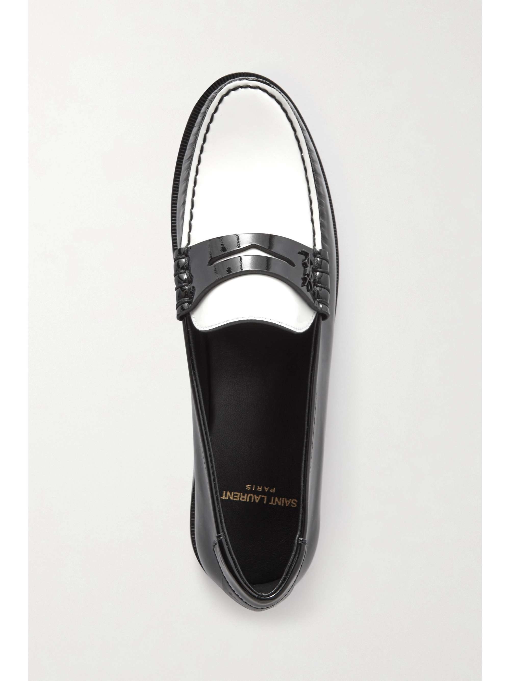 SAINT LAURENT Le Loafer two-tone patent-leather loafers