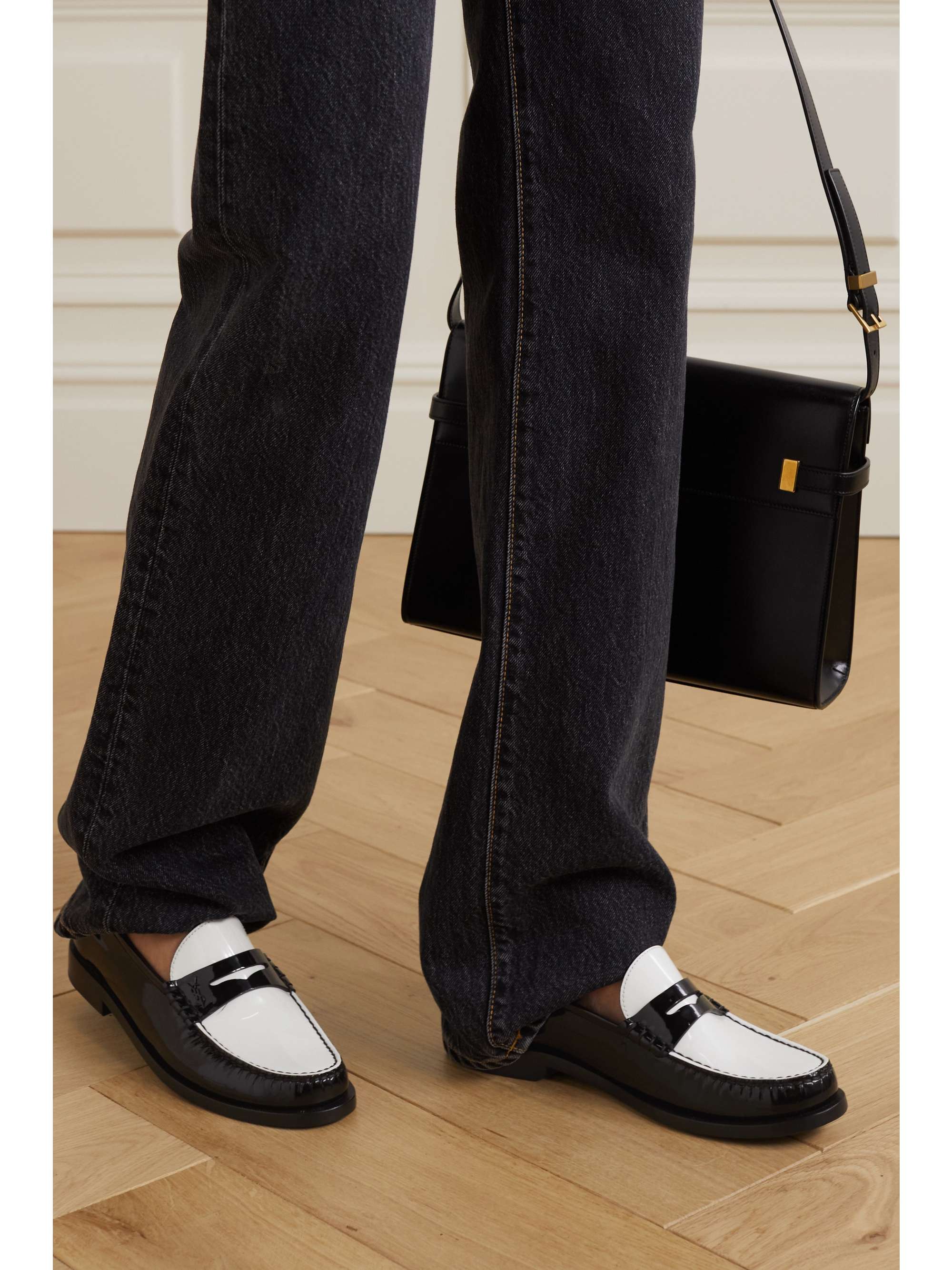 SAINT LAURENT Le Loafer two-tone patent-leather loafers