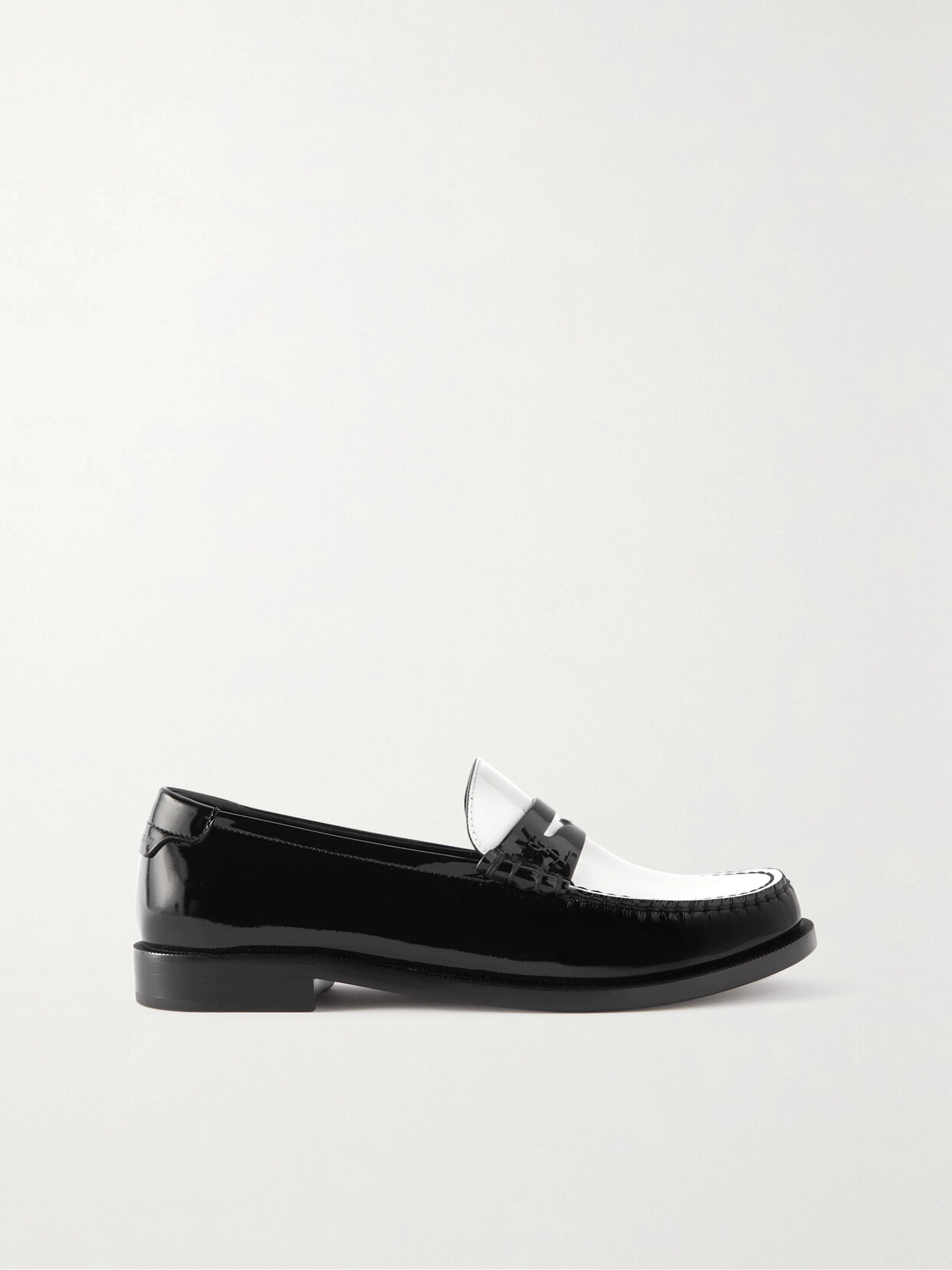 SAINT LAURENT Le Loafer Two-tone Patent-leather Loafers - Black