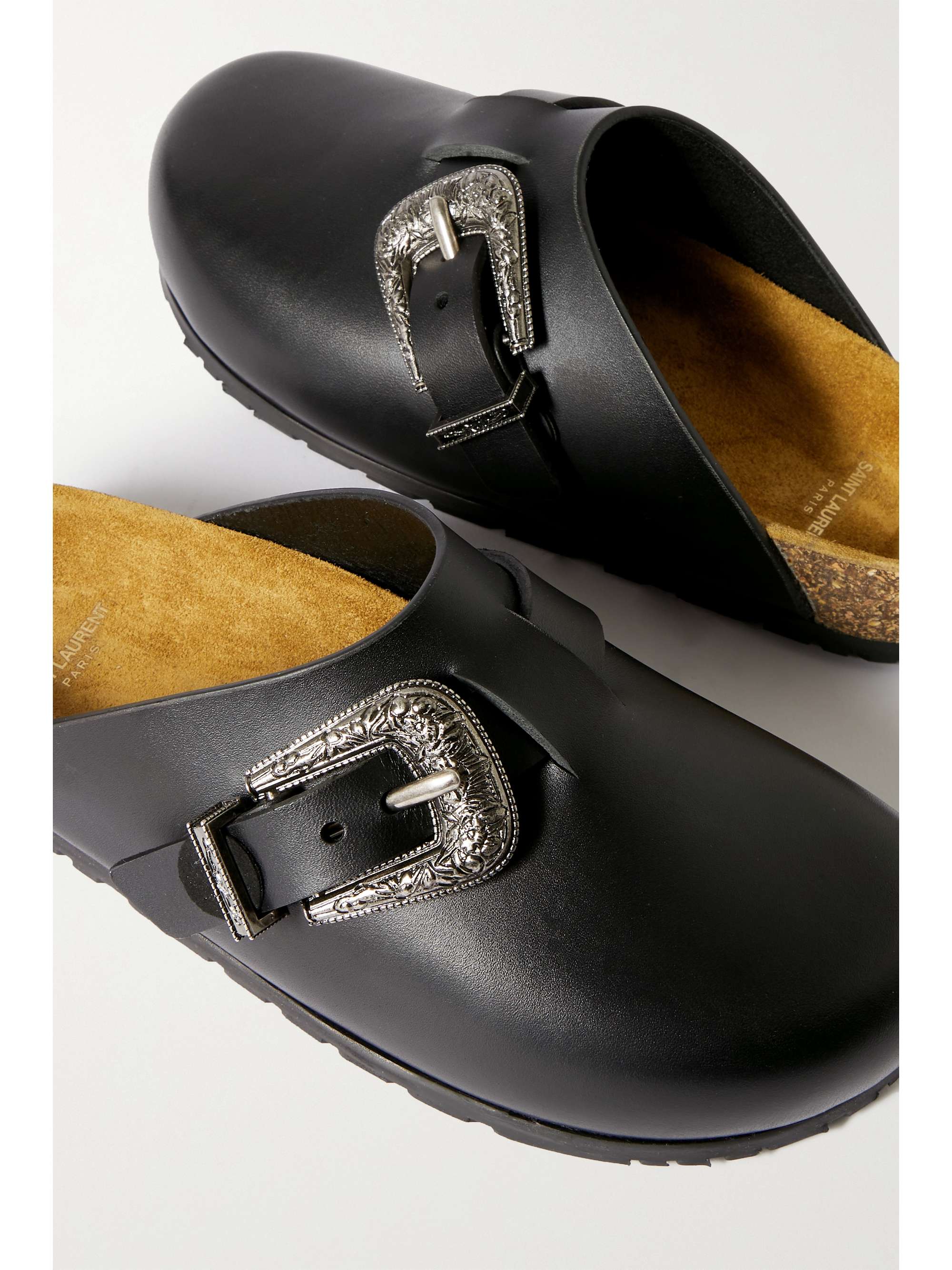 SAINT LAURENT Jimmy buckled leather clogs