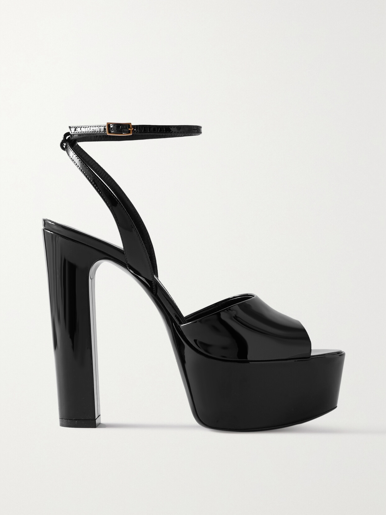 Saint Laurent Jodie Patent-leather Platform Sandals In Black