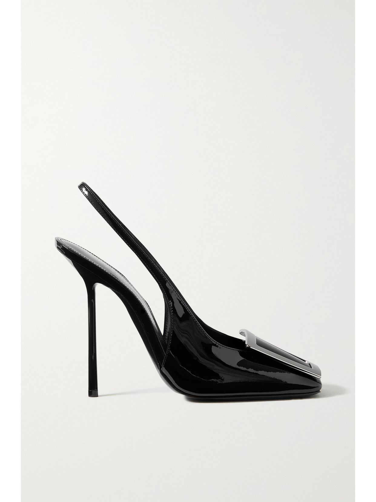 SAINT LAURENT - Maxine Buckle-embellished Patent-leather Slingback Pumps - Black