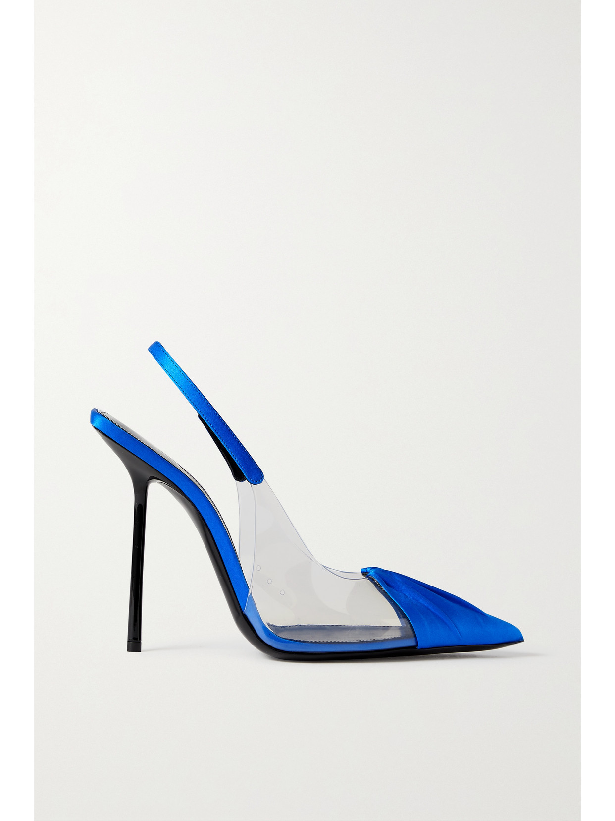 SAINT LAURENT FRIDA SATIN AND PVC SLINGBACK PUMPS