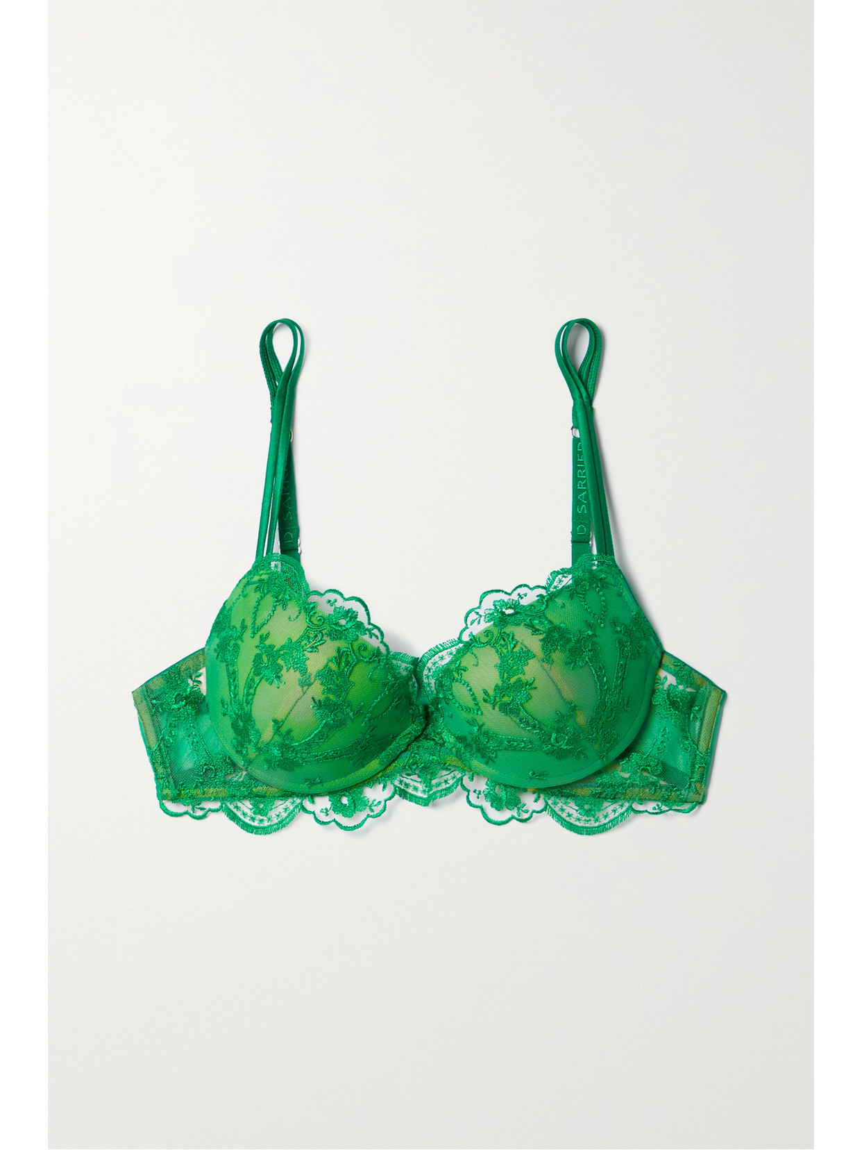I.D. SARRIERI - + Net Sustain Petal Bloom Embroidered Tulle Underwired Bra - Green