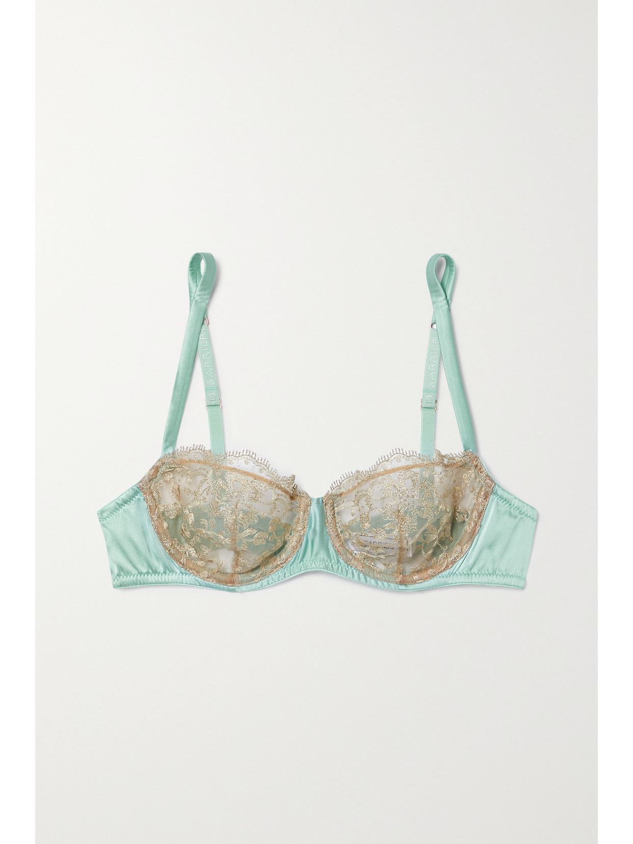 I.D. Sarrieri + Net Sustain Lumiere Du Soleil Organic Silk-blend Satin And Embroidered Tulle Underwired Soft-cup Bra
