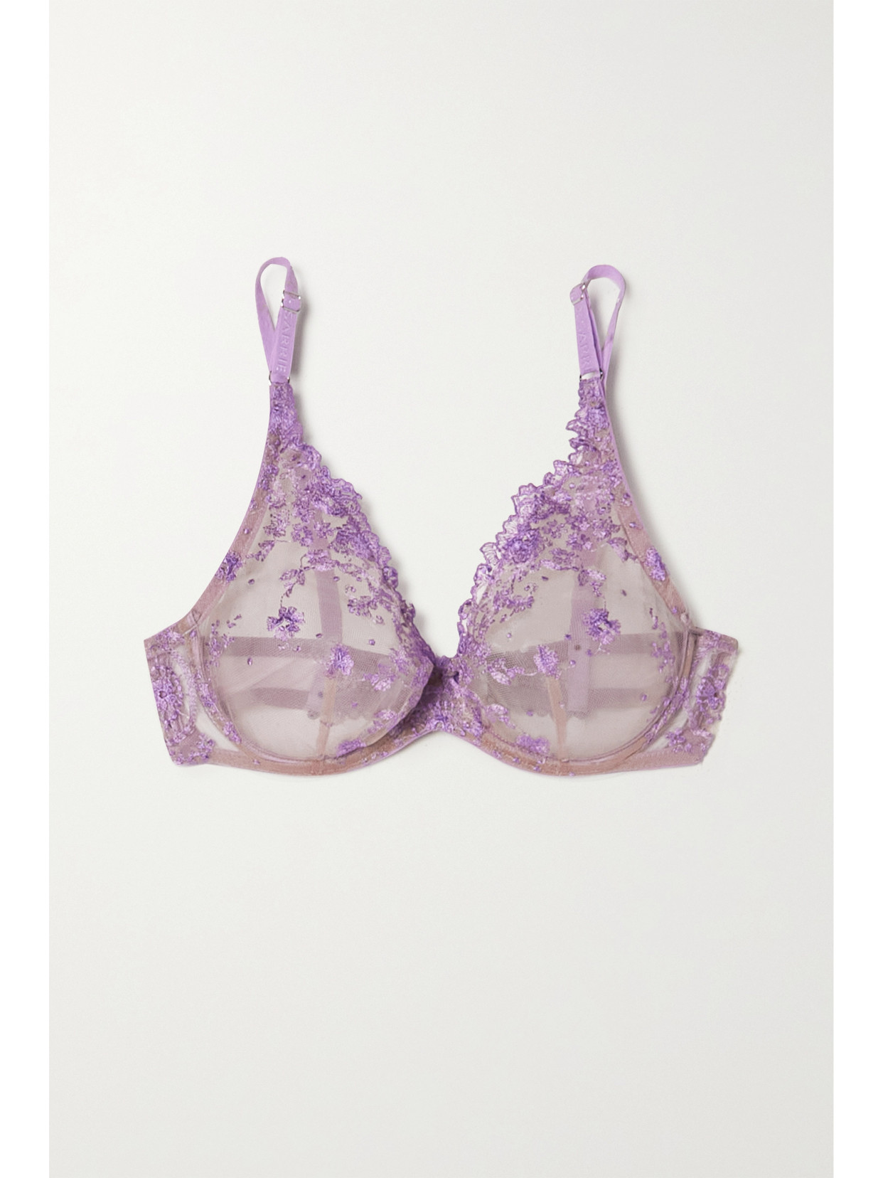 Id Sarrieri + Net Sustain Colette Embroidered Tulle Soft-cup Triangle Bra In Purple