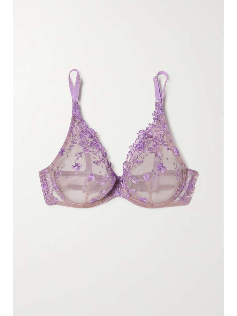 I.D. Sarrieri + Net Sustain Colette Embroidered Tulle Soft-cup Triangle Bra