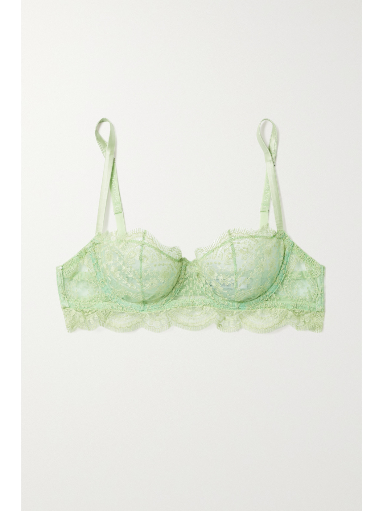 I.d. Sarrieri Embroidered Tulle Underwired Balconette Bra In Green