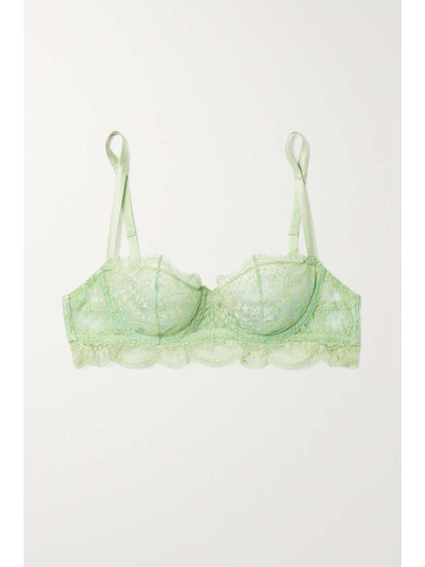I.D. Sarrieri + Net Sustain Embroidered Tulle Underwired Balconette Bra