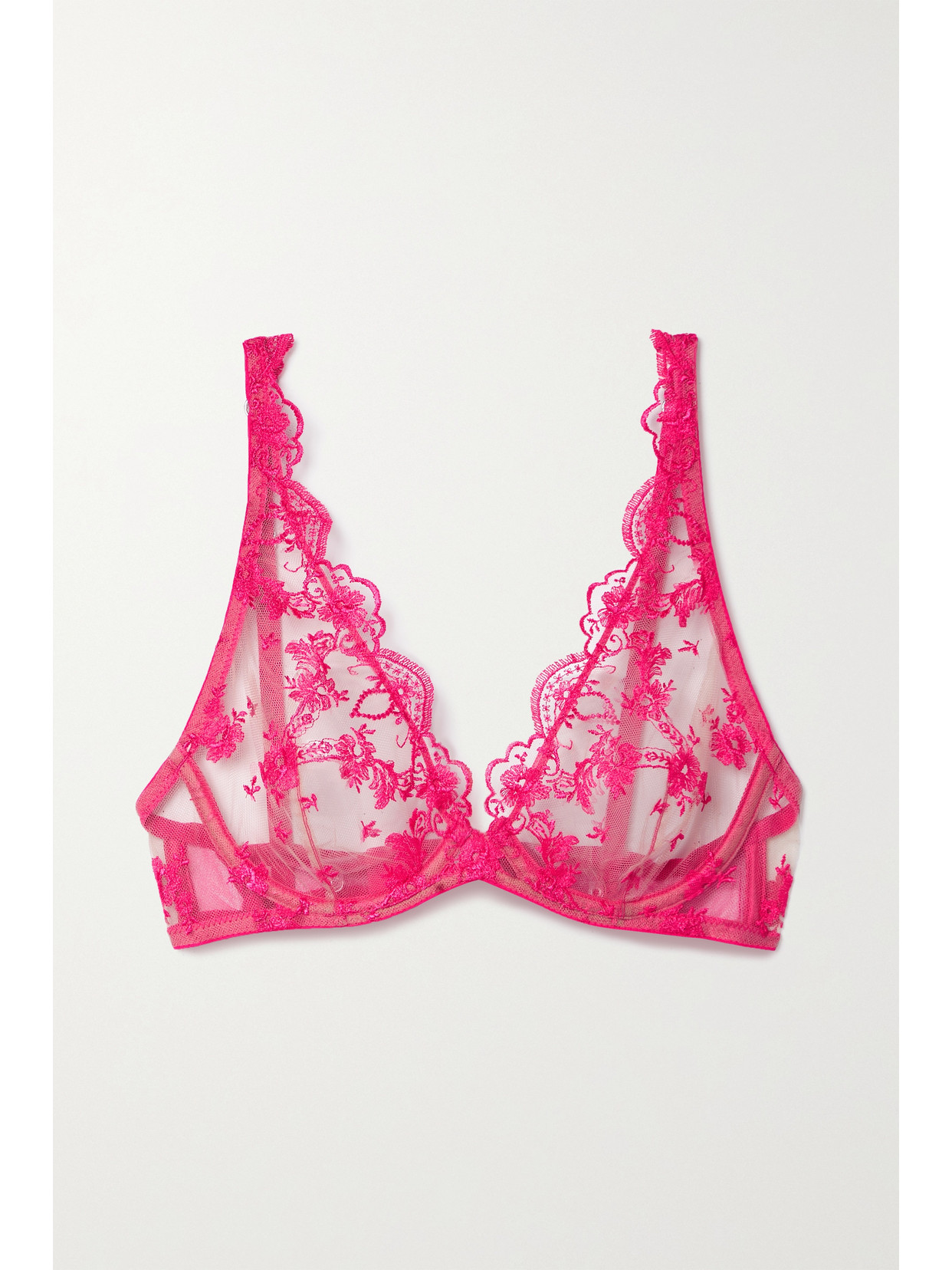 I.D. Sarrieri - + Net Sustain Lolita Embroidered Tulle Underwired Triangle Bra - Pink